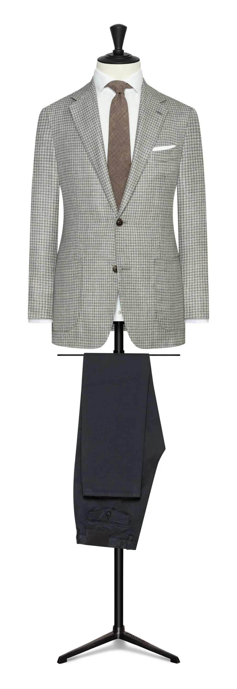 8961 Sport Coat - L.Gray Taupe Wool-Silk-Linen Houndstooth