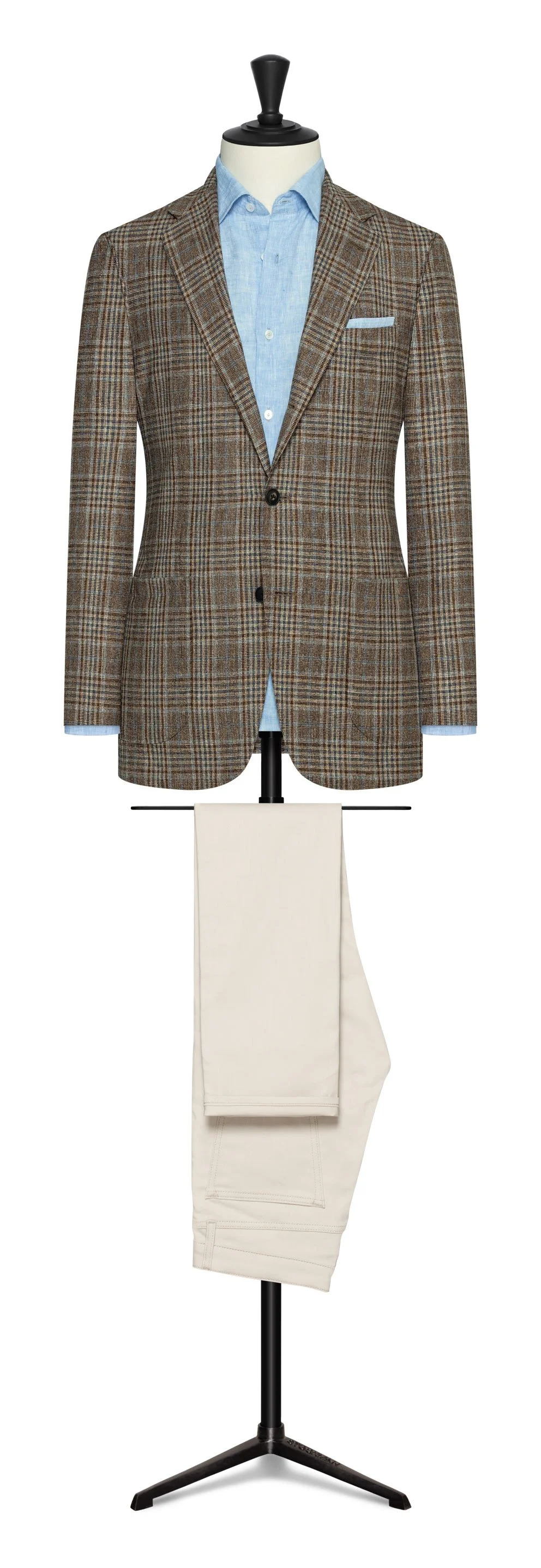 8967 Sport Coat - Brown Silk-Wool Check w/ L.Blue Overcheck