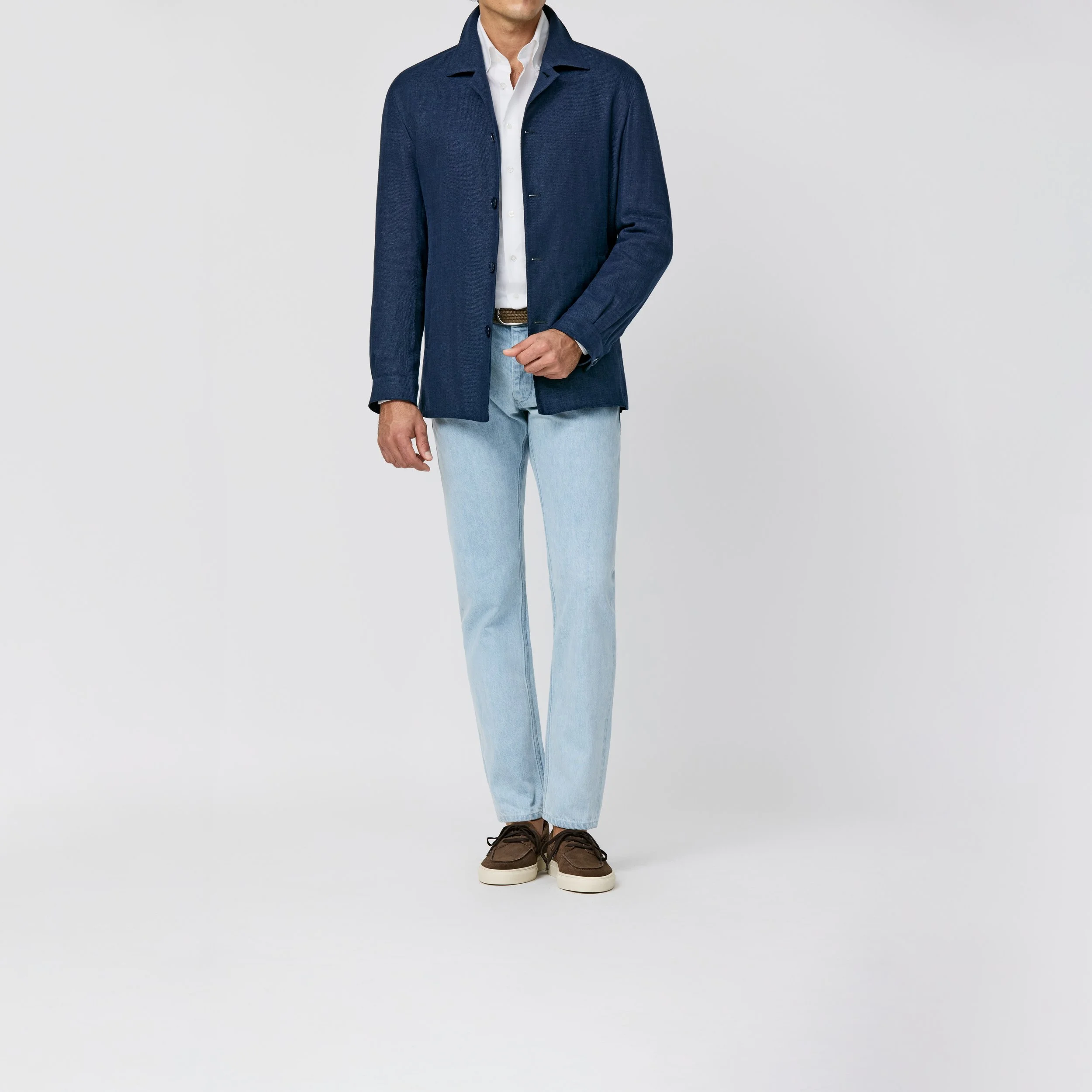 9201 Sport Coat - d.blue stretch linen-wool-silk twill