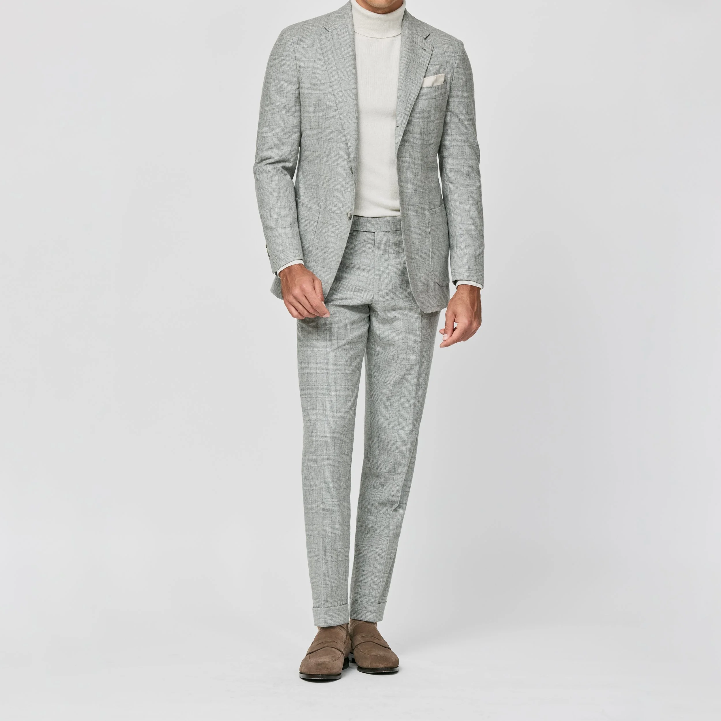 6023 Suit - Smoke Grey Wool-Cashmere with Tonal Glencheck