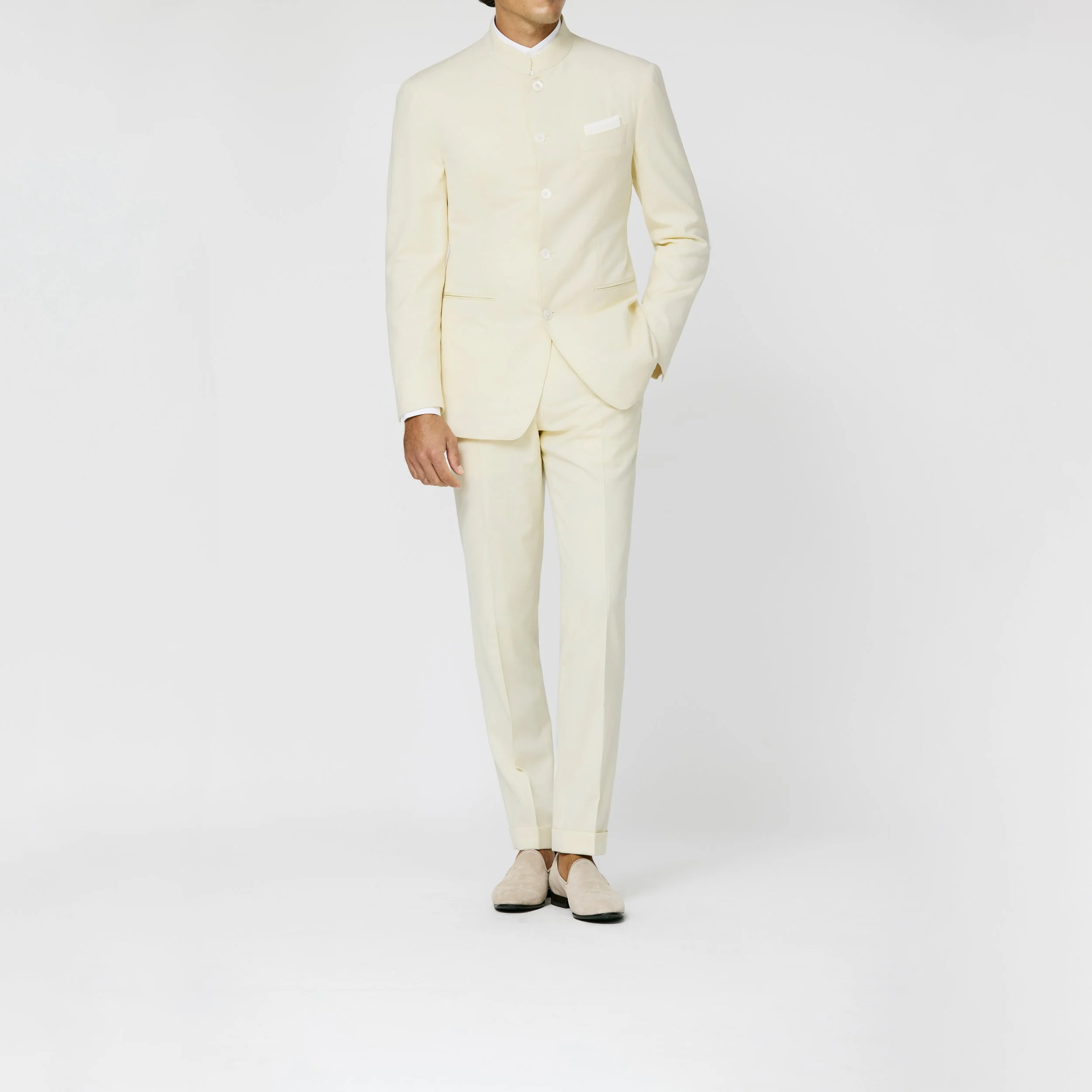 6054 Suit - (LP - JY) ivory stretch wool-silk-linen twill