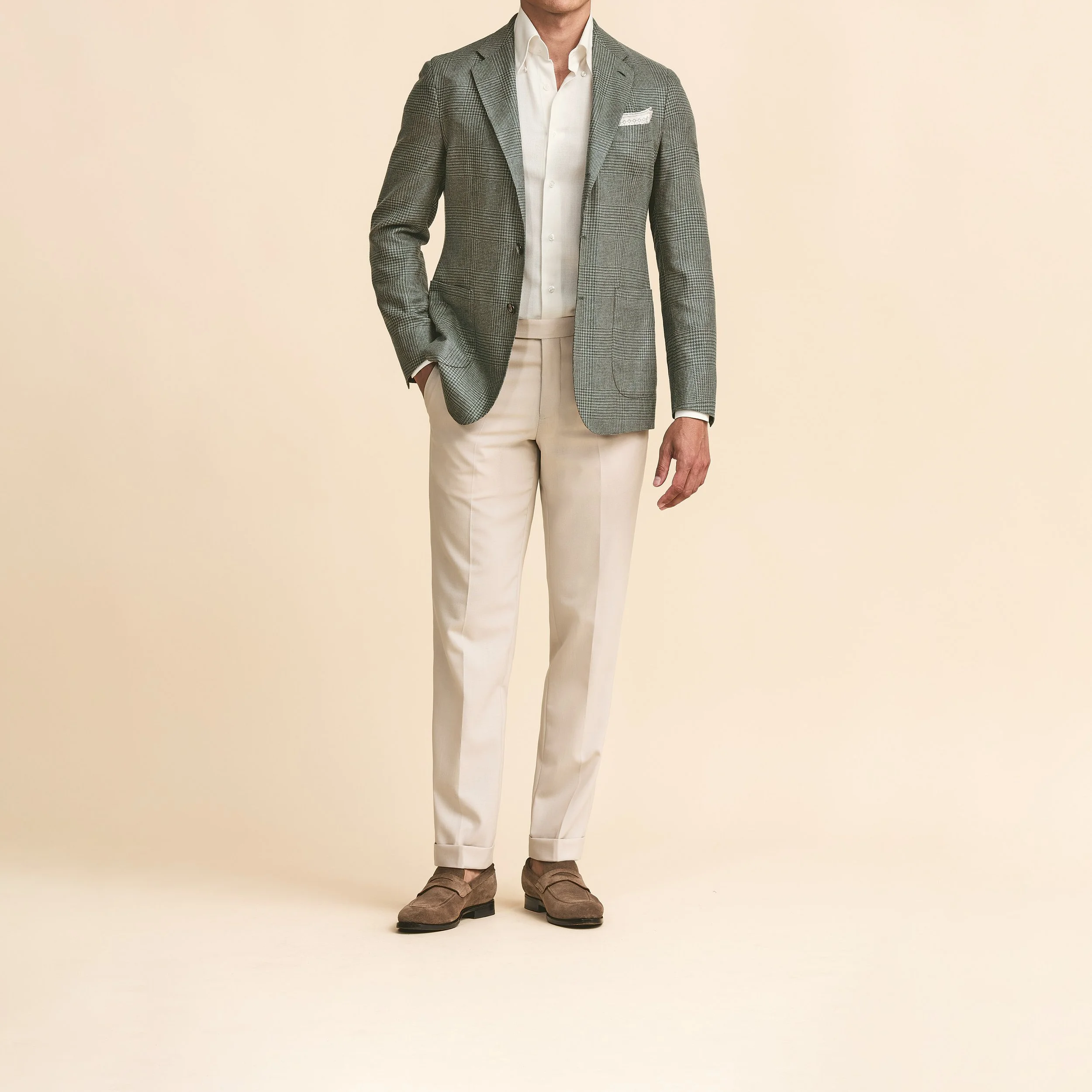 9117 Sport Coat - Sage Green-L.Green Silk Glencheck