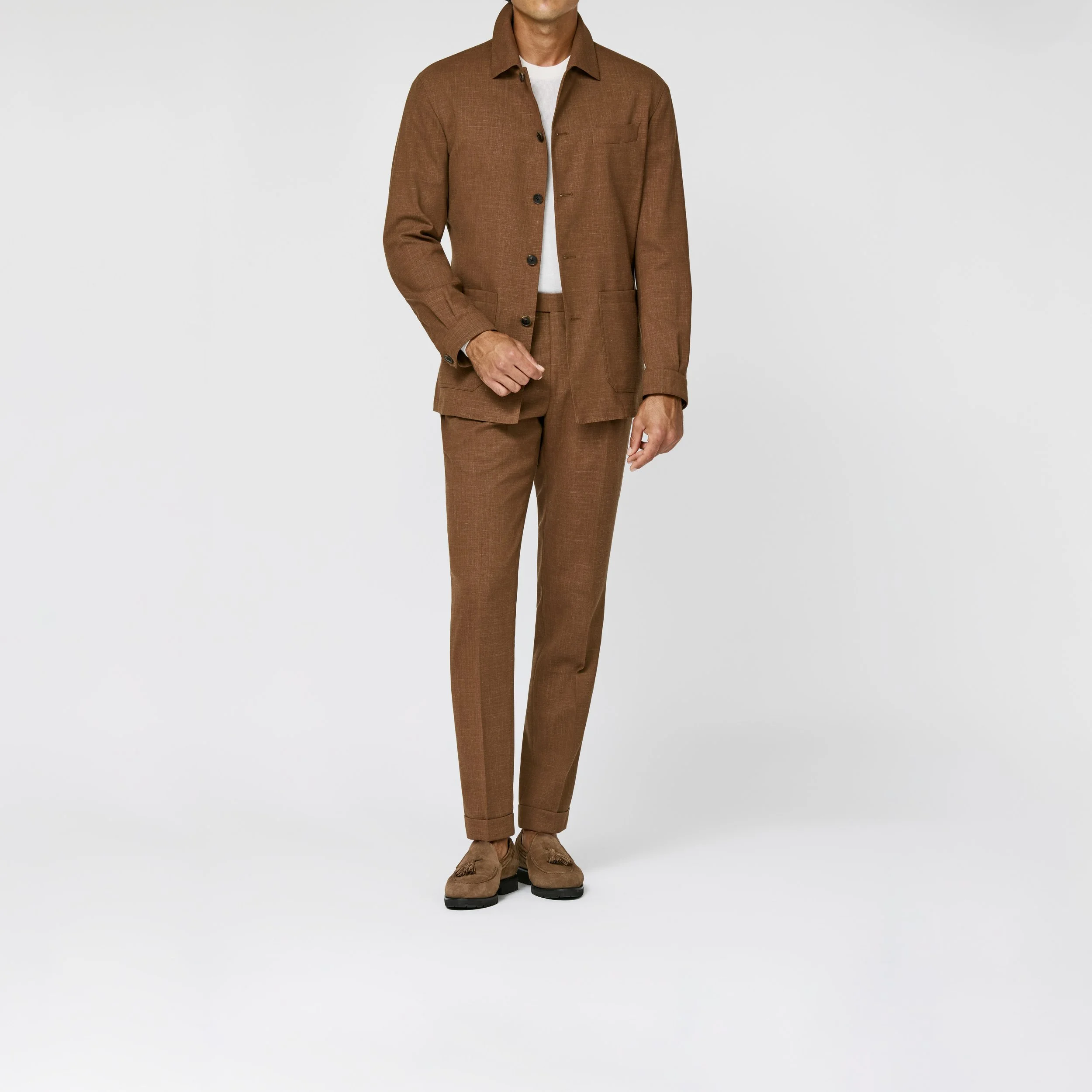 6069 Suit - ginger stretch wool-linen blend tropical