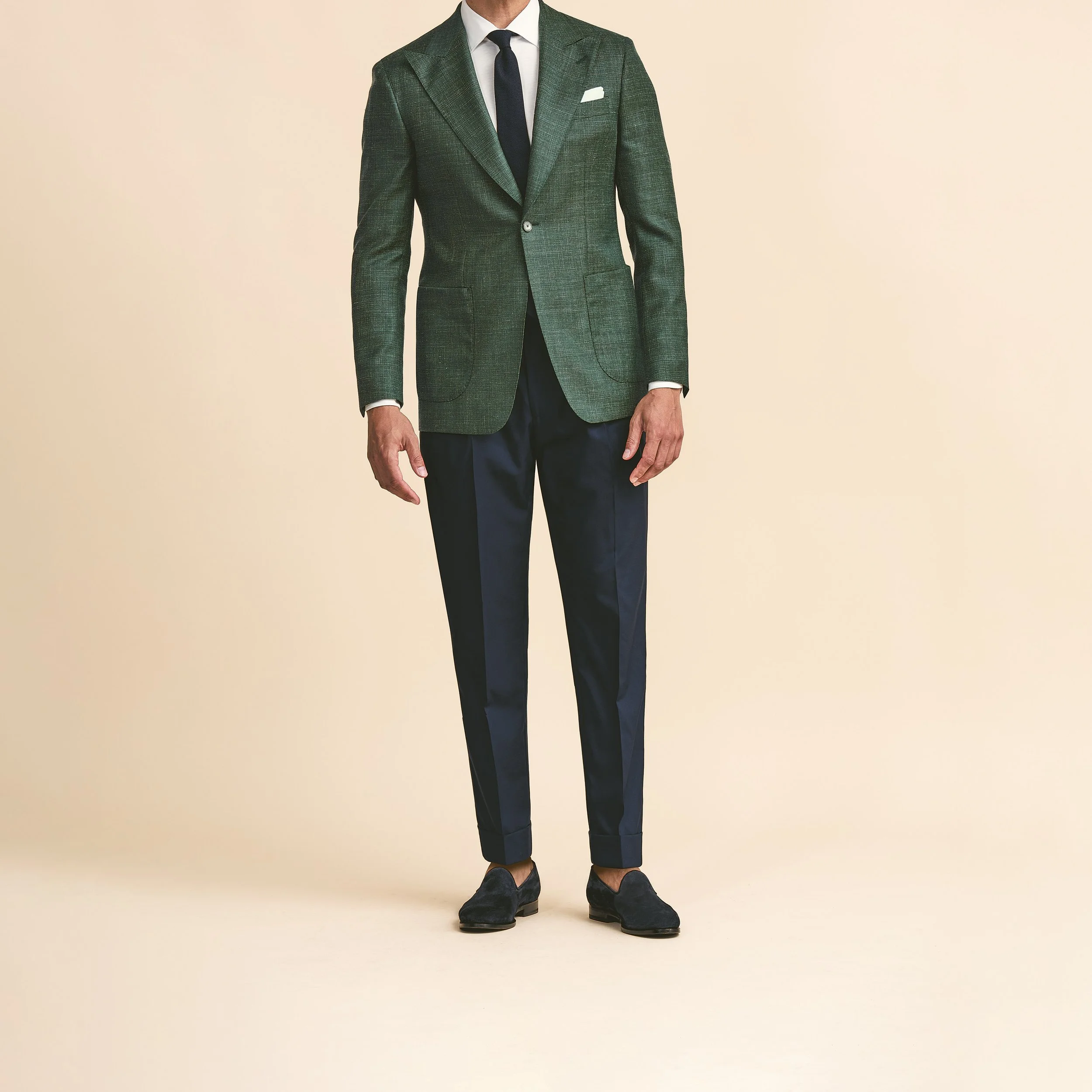 9120 Sport Coat - Bottle Green Wool-Silk-Linen Open Weave