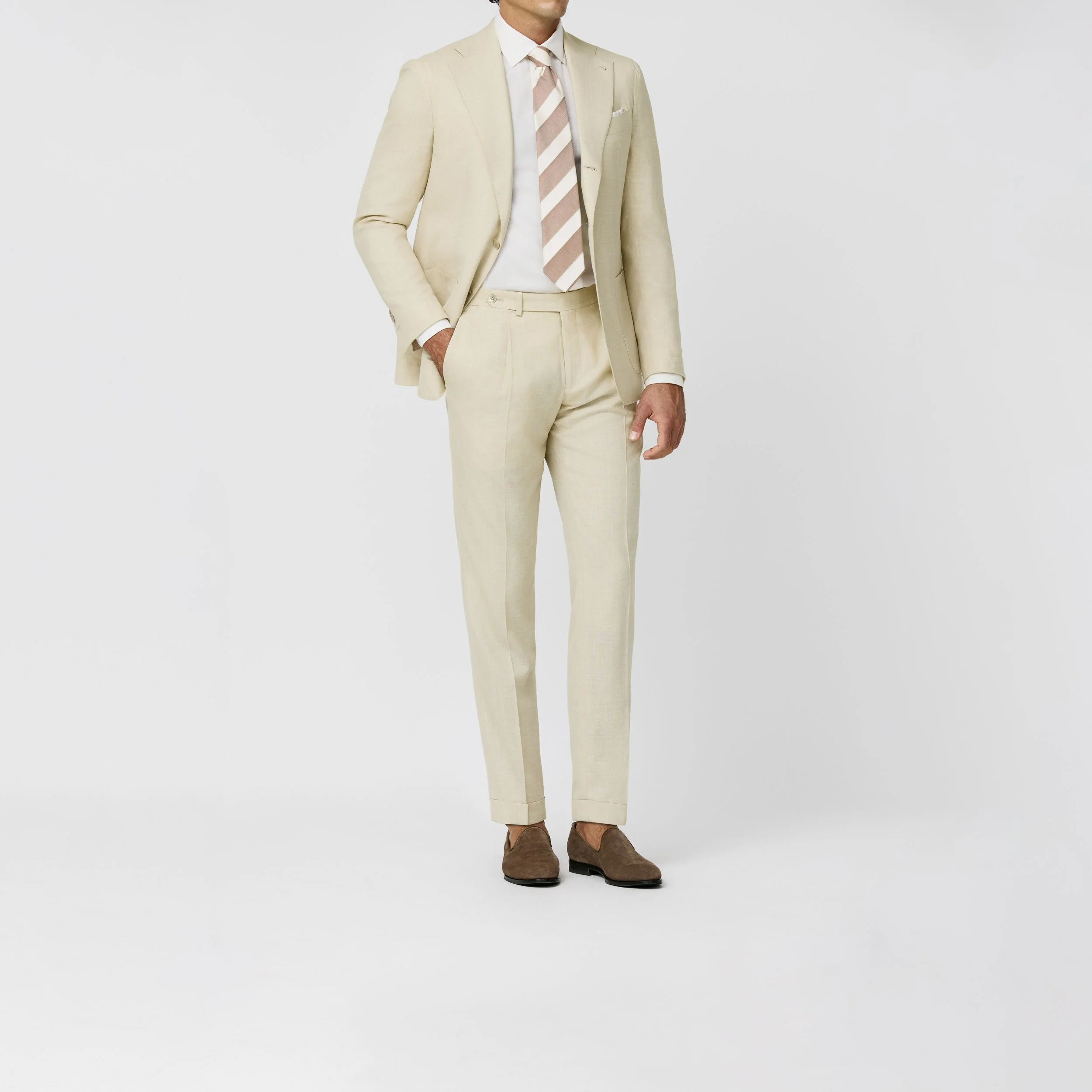 6055 Suit - (LP - SU) ecru mélange wool-silk-linen tropical