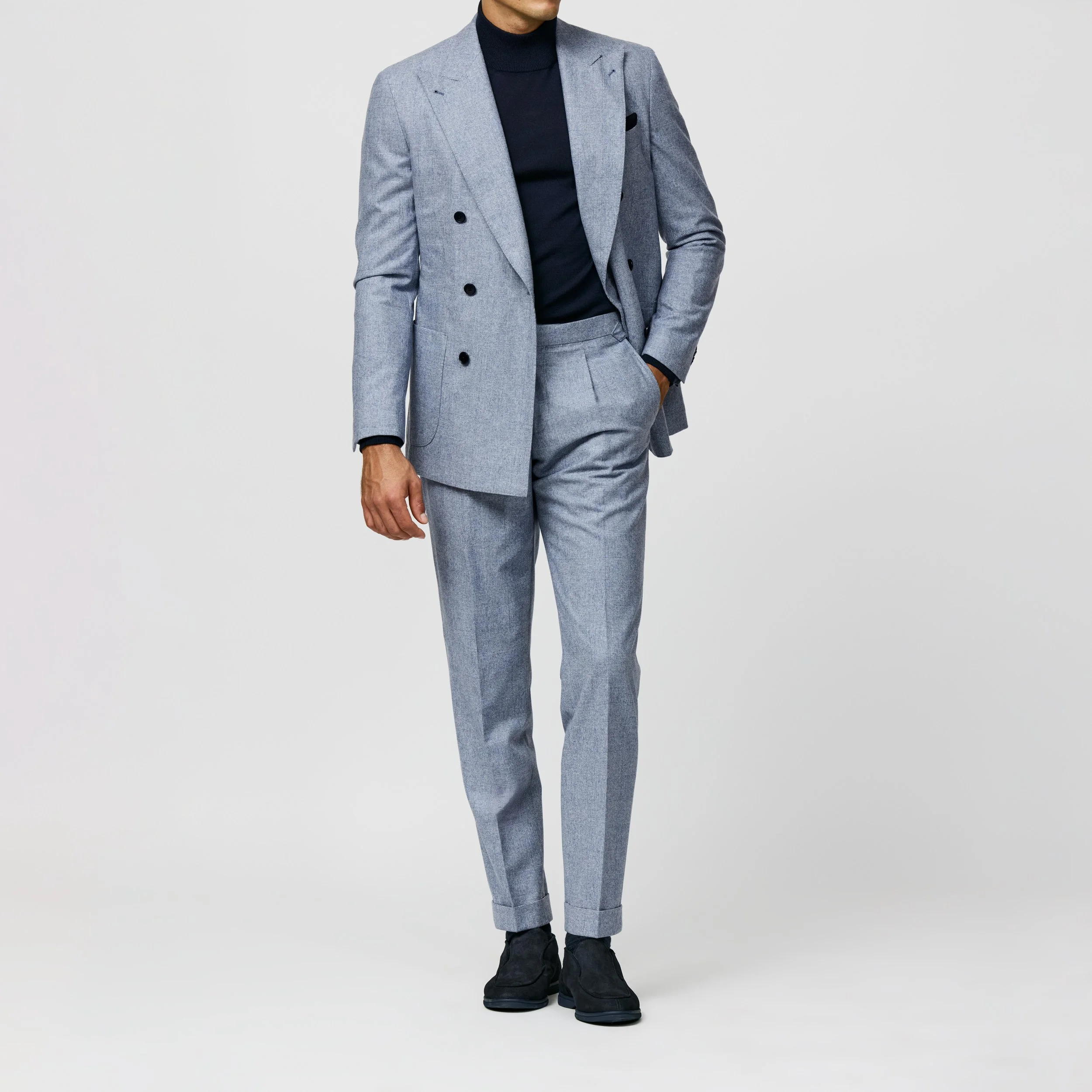 6041 Suit - Royal Blue-Off-White Wool-Cashmere with Glencheck