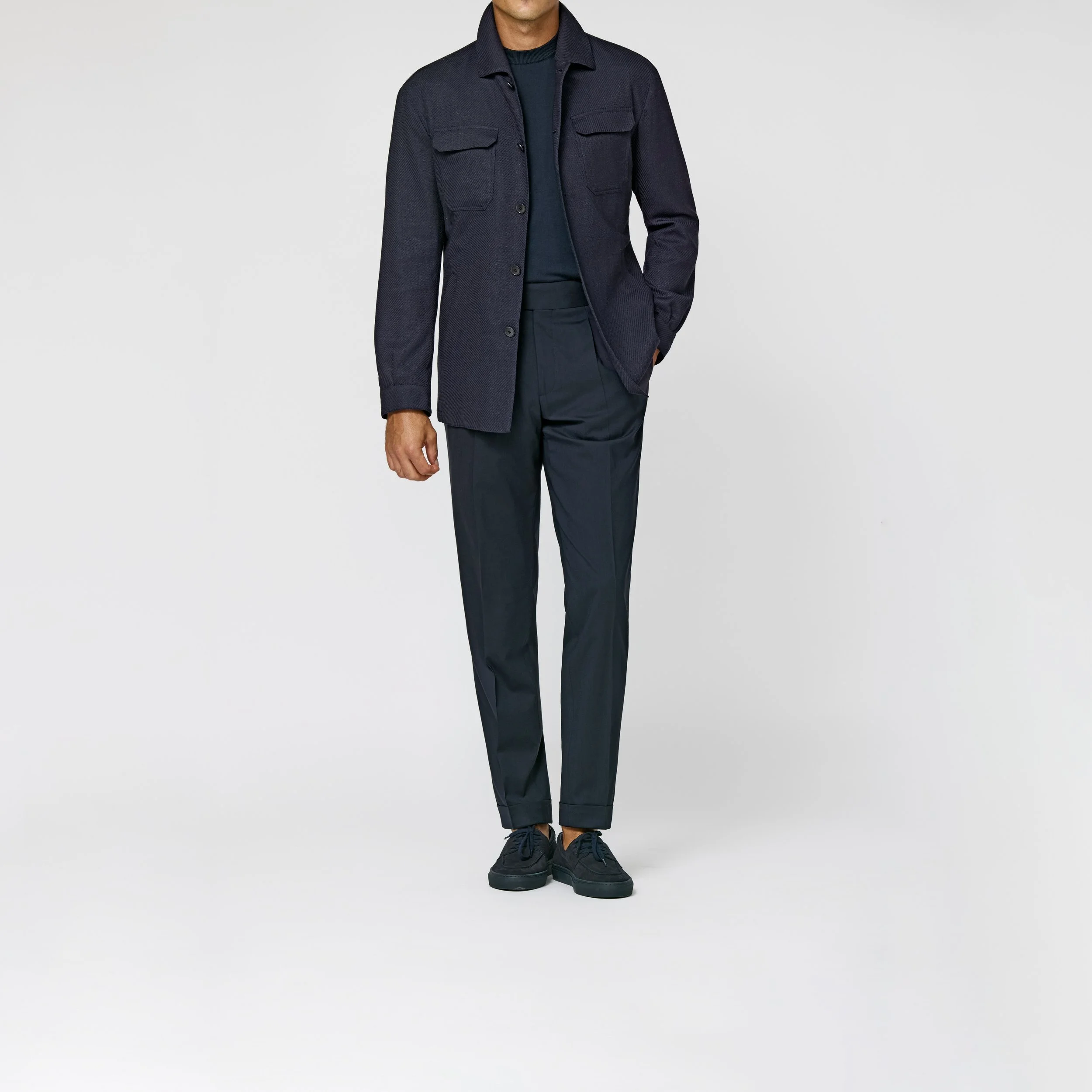 9203 Sport Coat - (LP - JY) midnight blue stretch wool-silk-linen basketweave