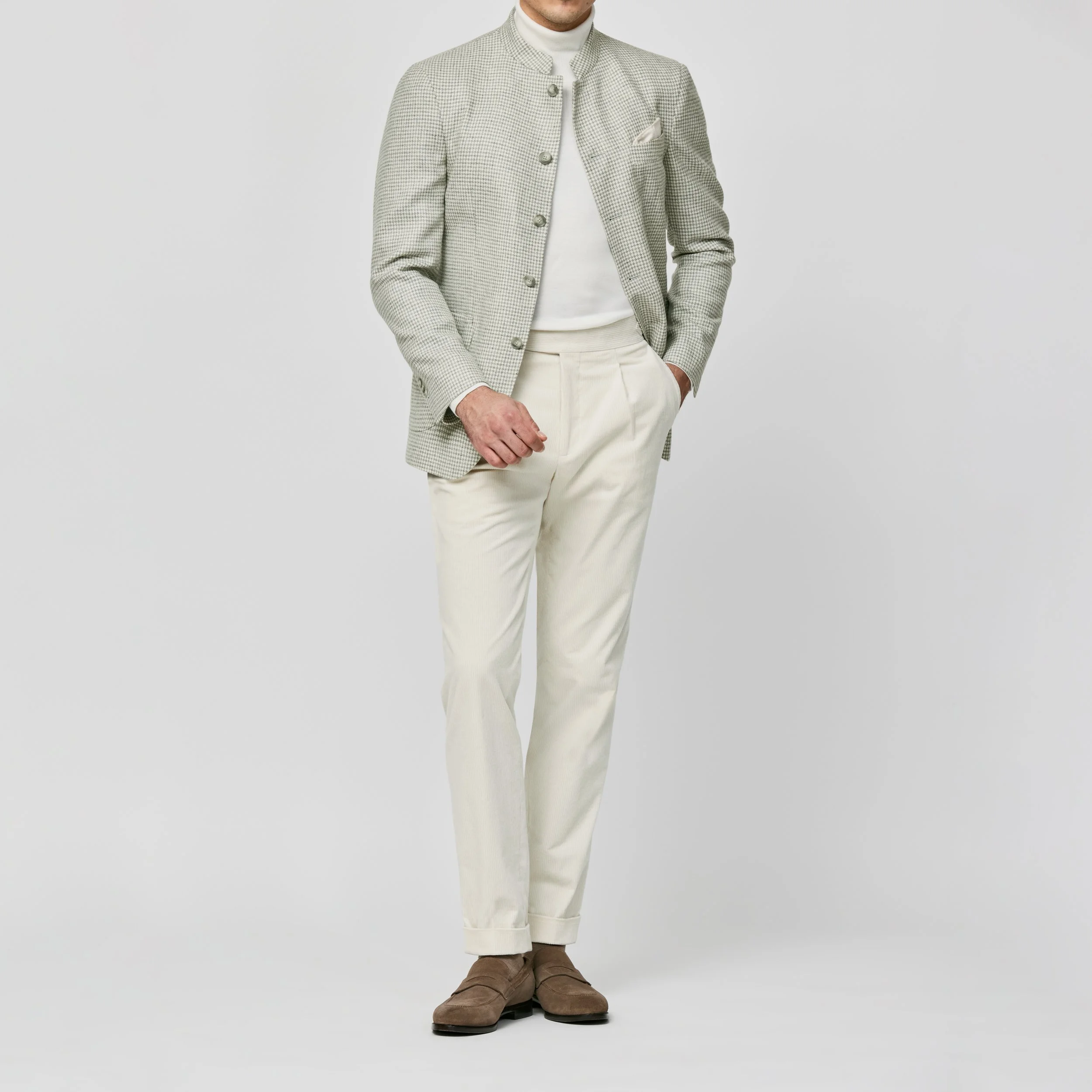 9173 Sport Coat - Smoke Grey Wool-Cashmere Houndstooth