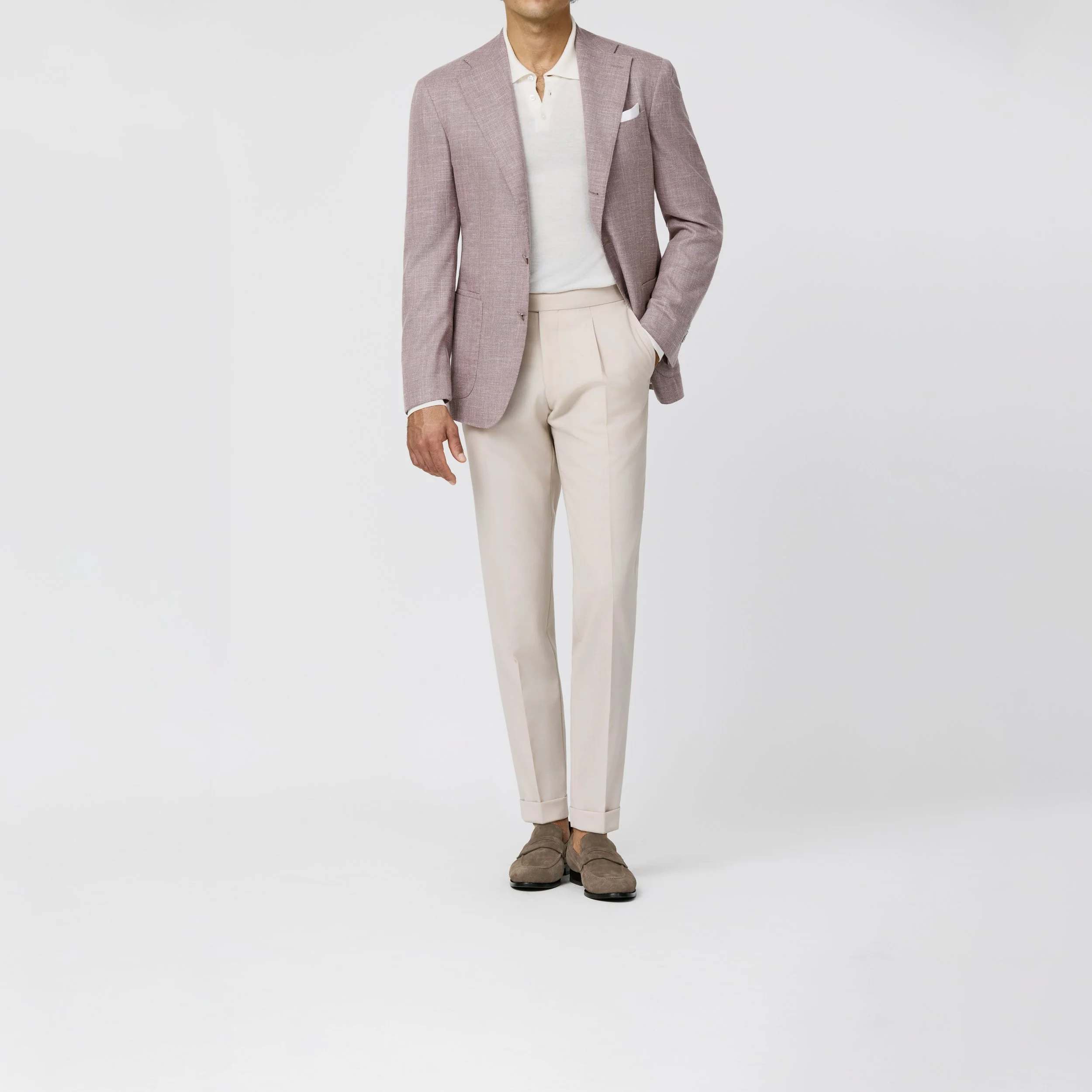 9207 Sport Coat - (LP - JY) l.pink mélange stretch wool-silk-linen basketweave
