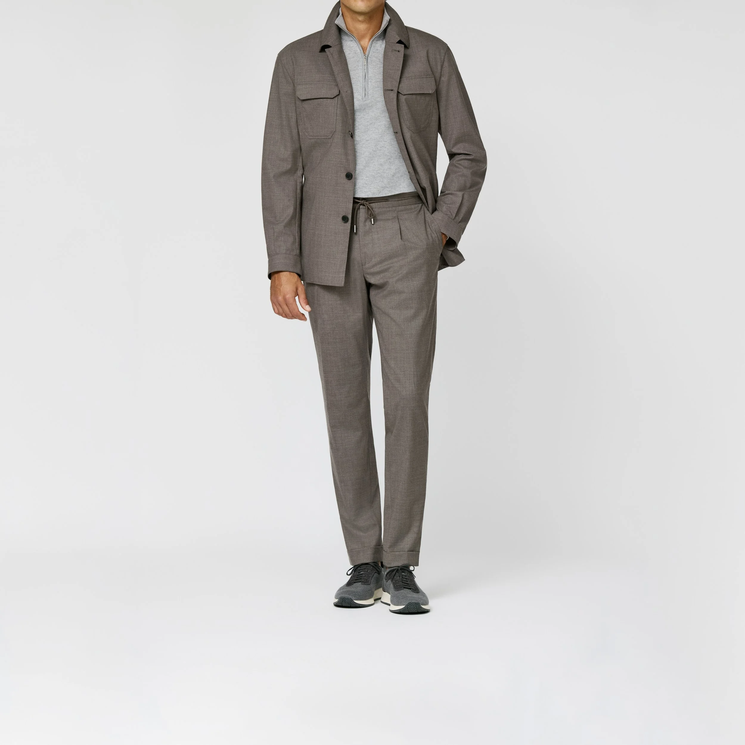 6061 Suit - (LP - JY) mocha stretch tropical wool plain weave