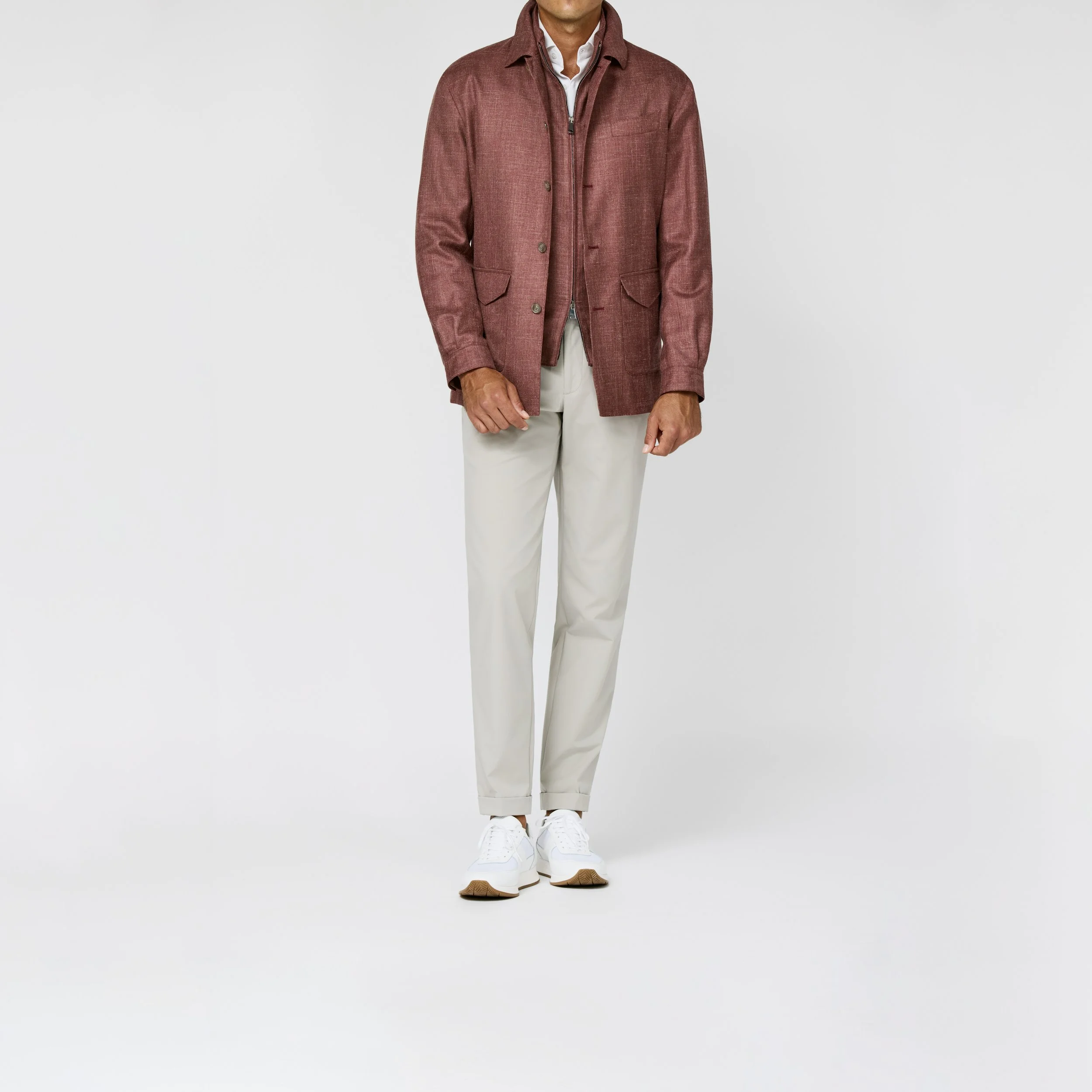 9189 Sport Coat - dusty red mélange wool-silk-linen twill