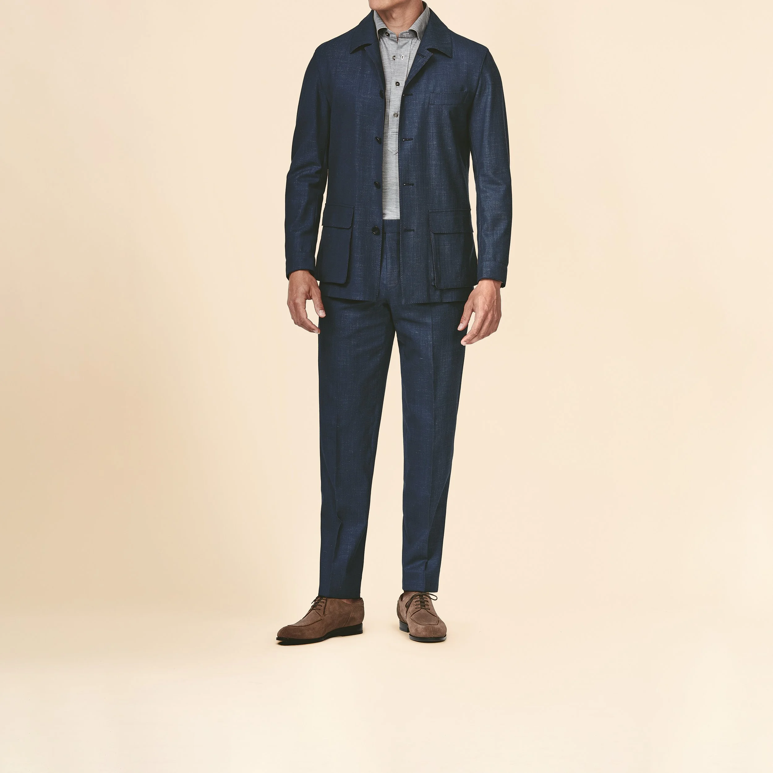 6011 Suit - Indigo Stretch Wool-Silk-Linen Twill