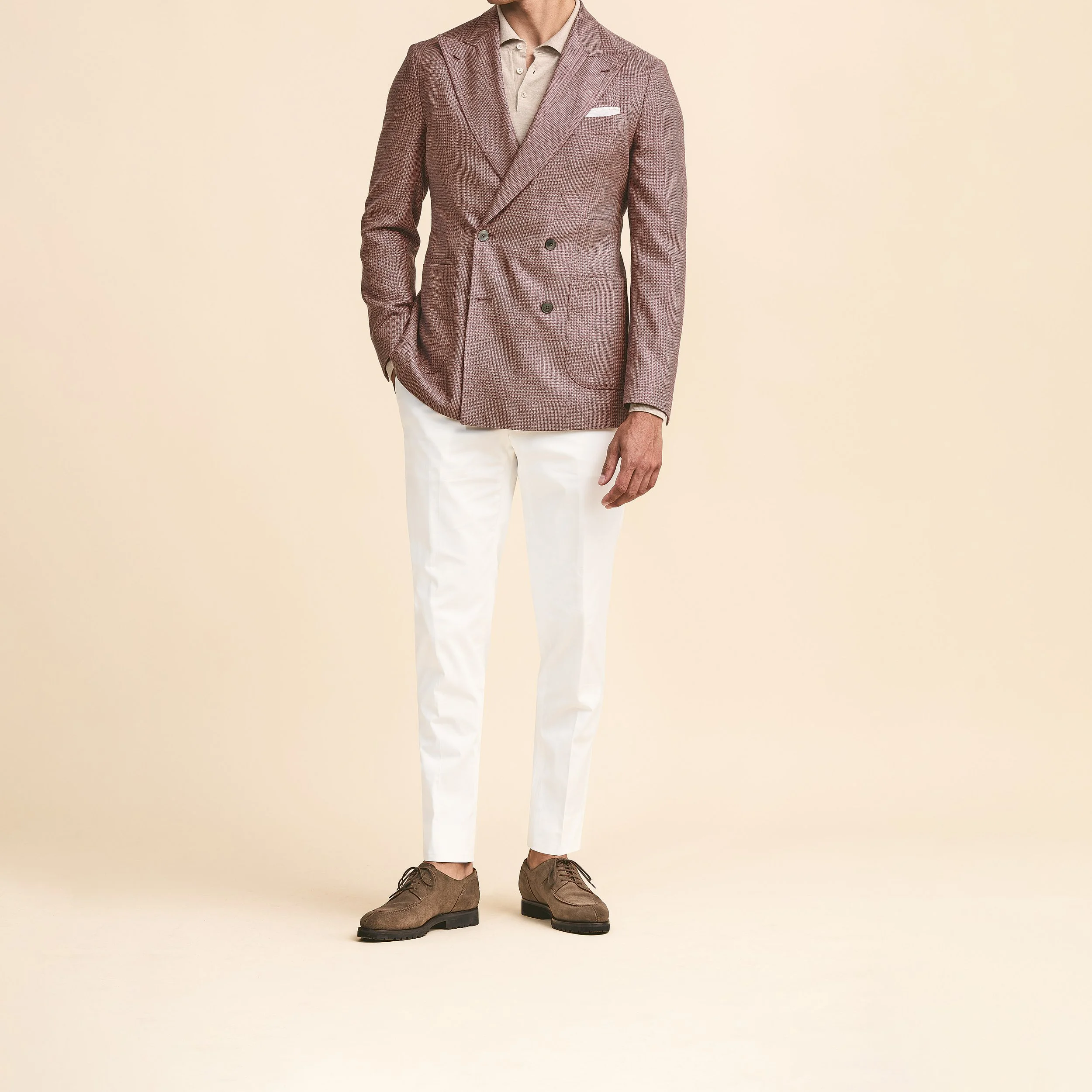 9112 Sport Coat - Mauve-L.Pink Silk Glencheck