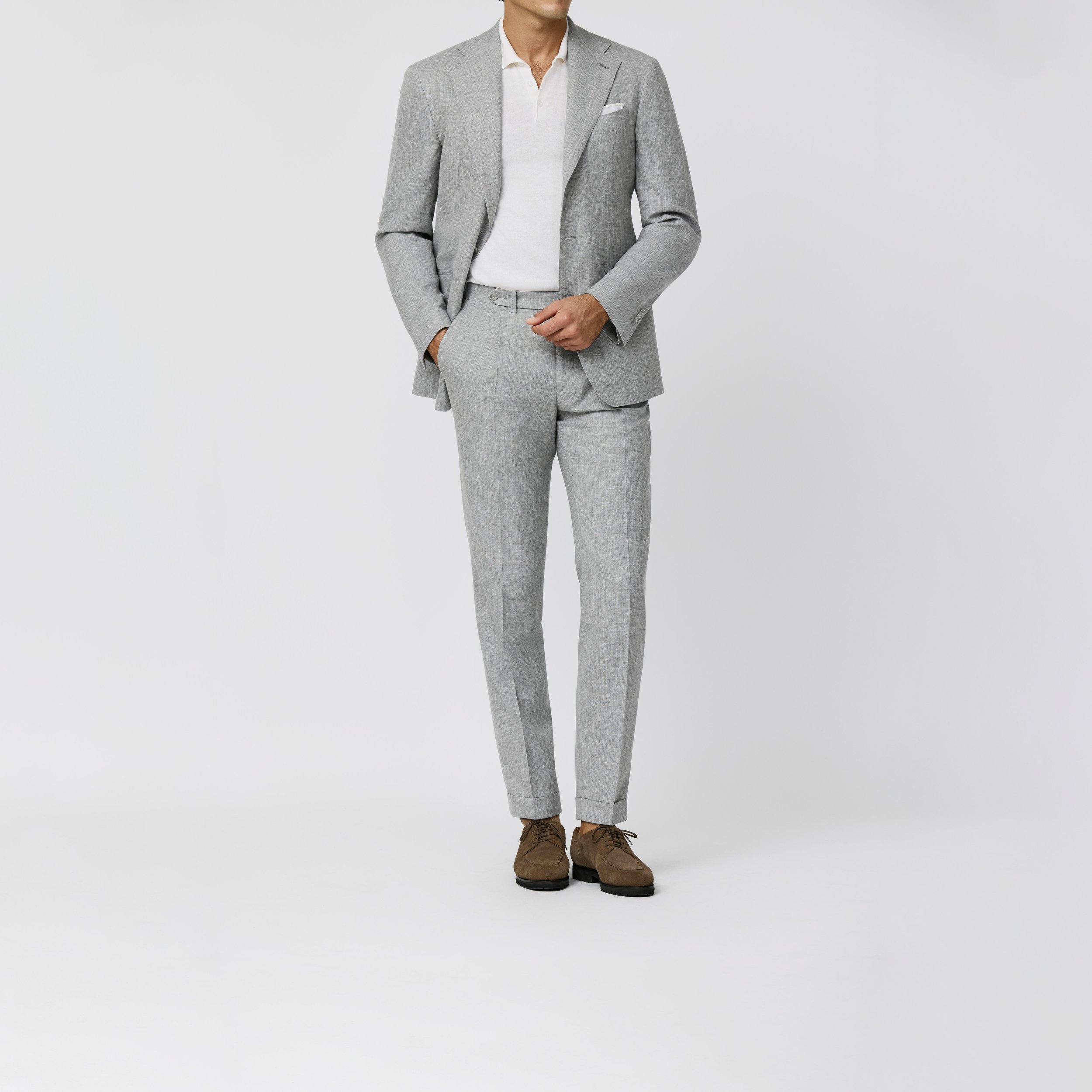 6062 Suit - (LP - SU) grey mélange wool-silk-linen tropical