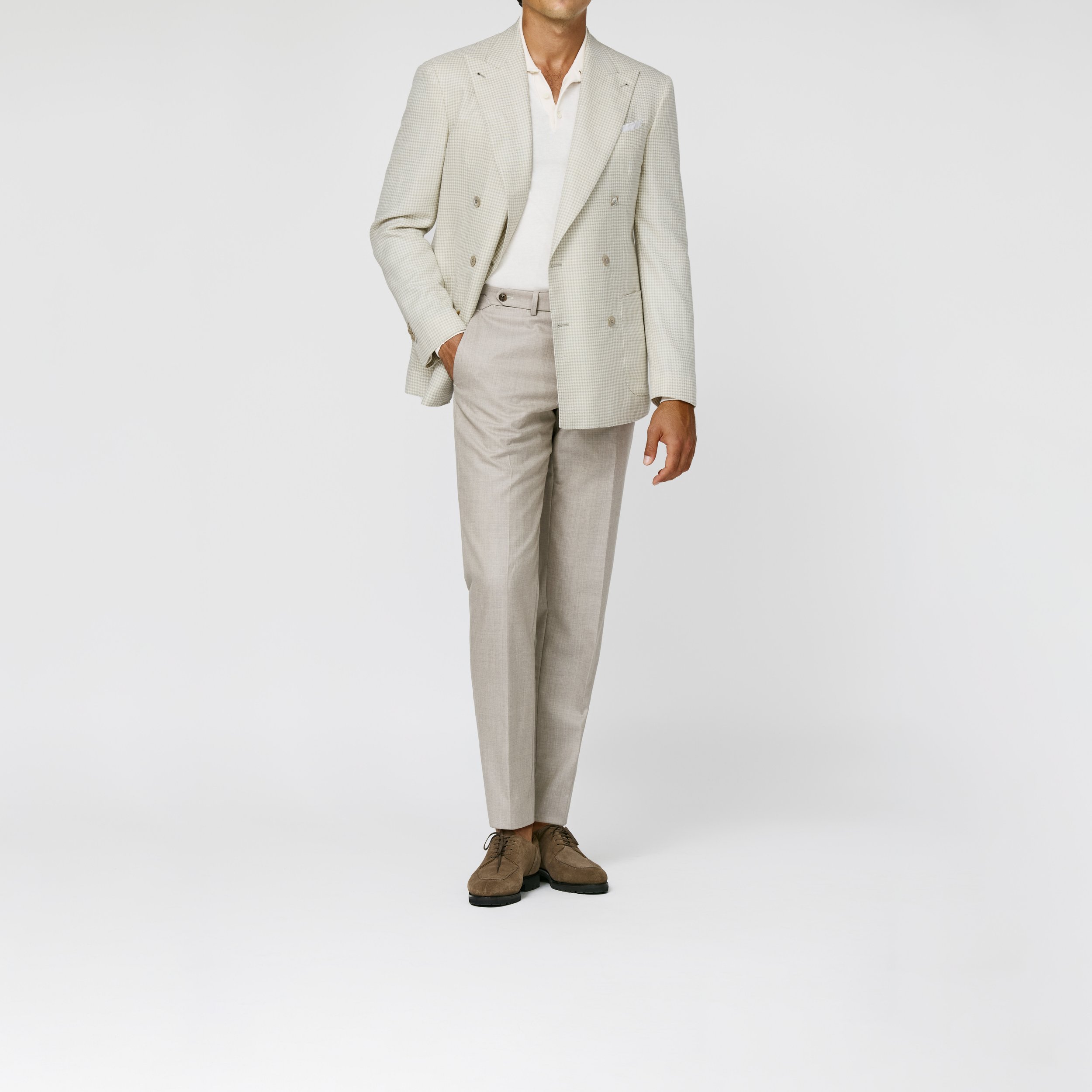 9178 Sport Coat - ivory-ecru wool-silk-linen houndstooth