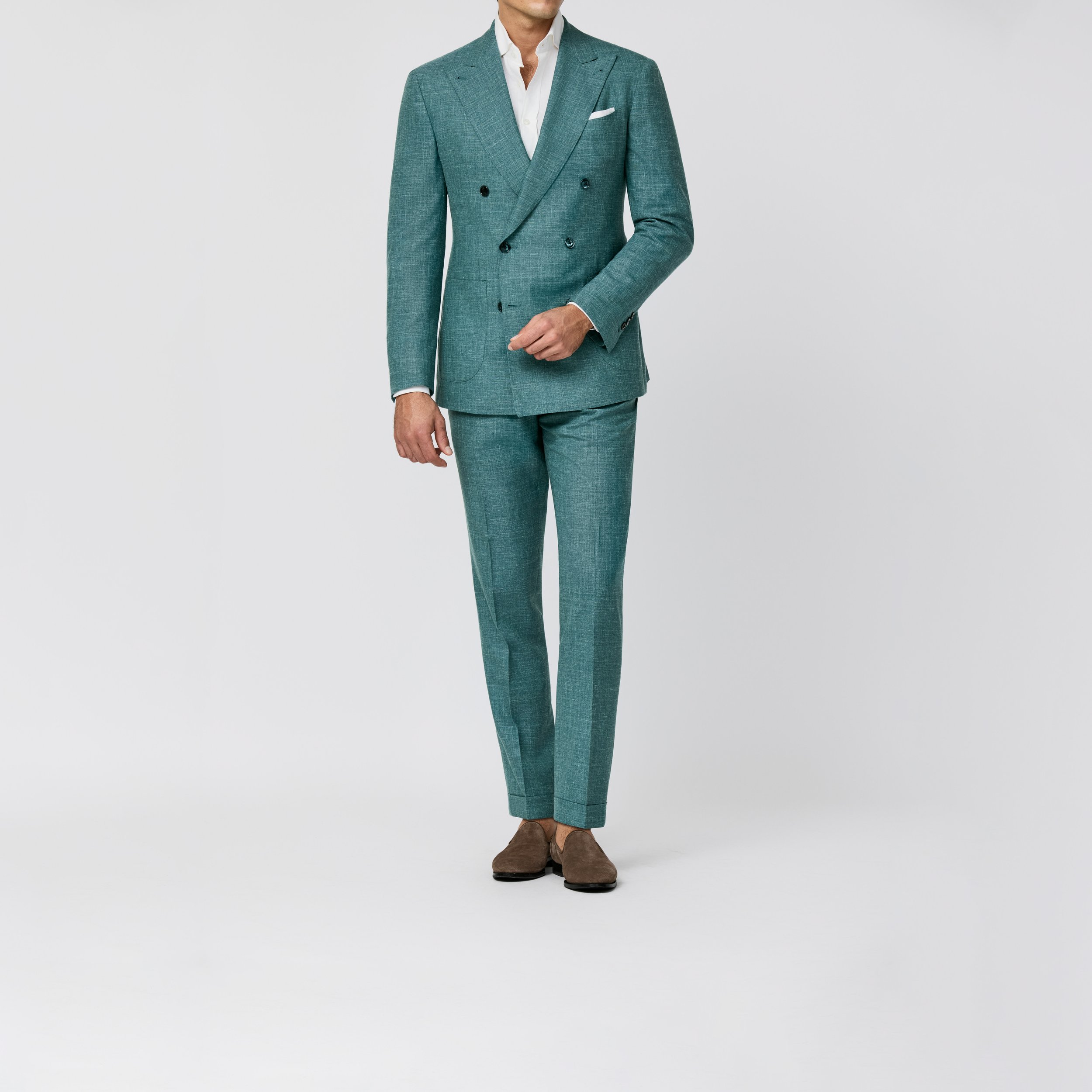 6081 Suit - (LP - SU) l.teal blue wool-silk-linen tropical