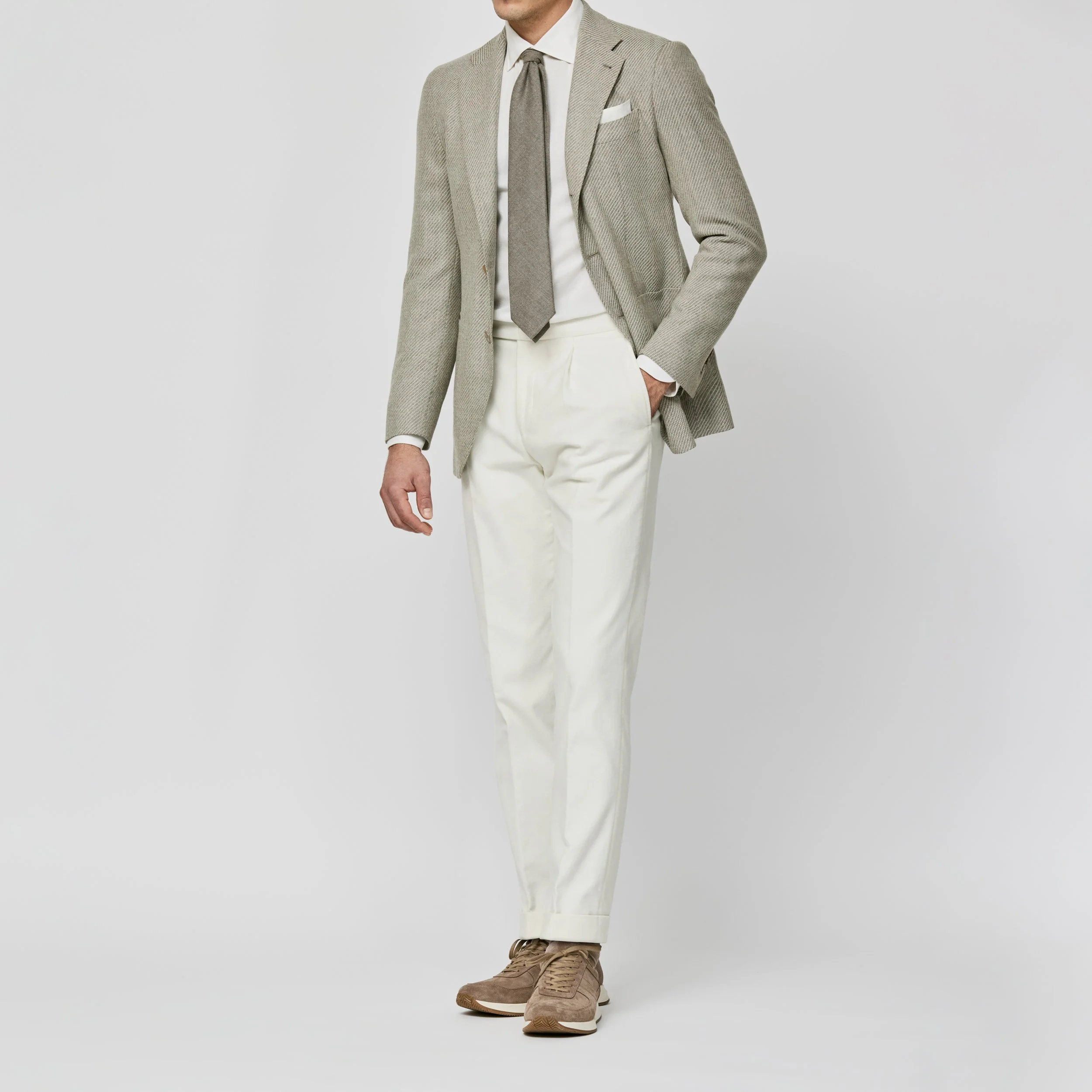 9146 Sport Coat - L.Grey-Taupe Stretch Wool Coarse Twill