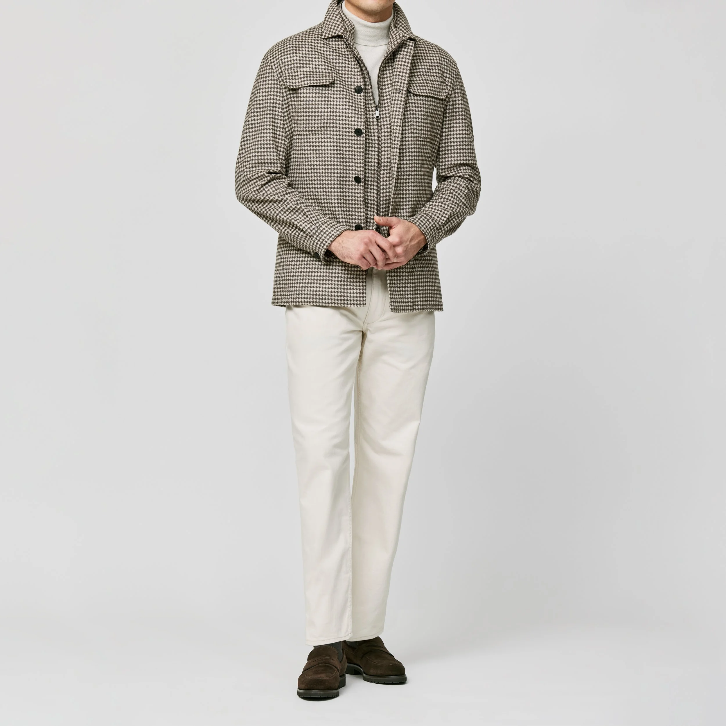9153 Sport Coat - Sand-Coffee Brown Wool-Cashmere Houndstooth
