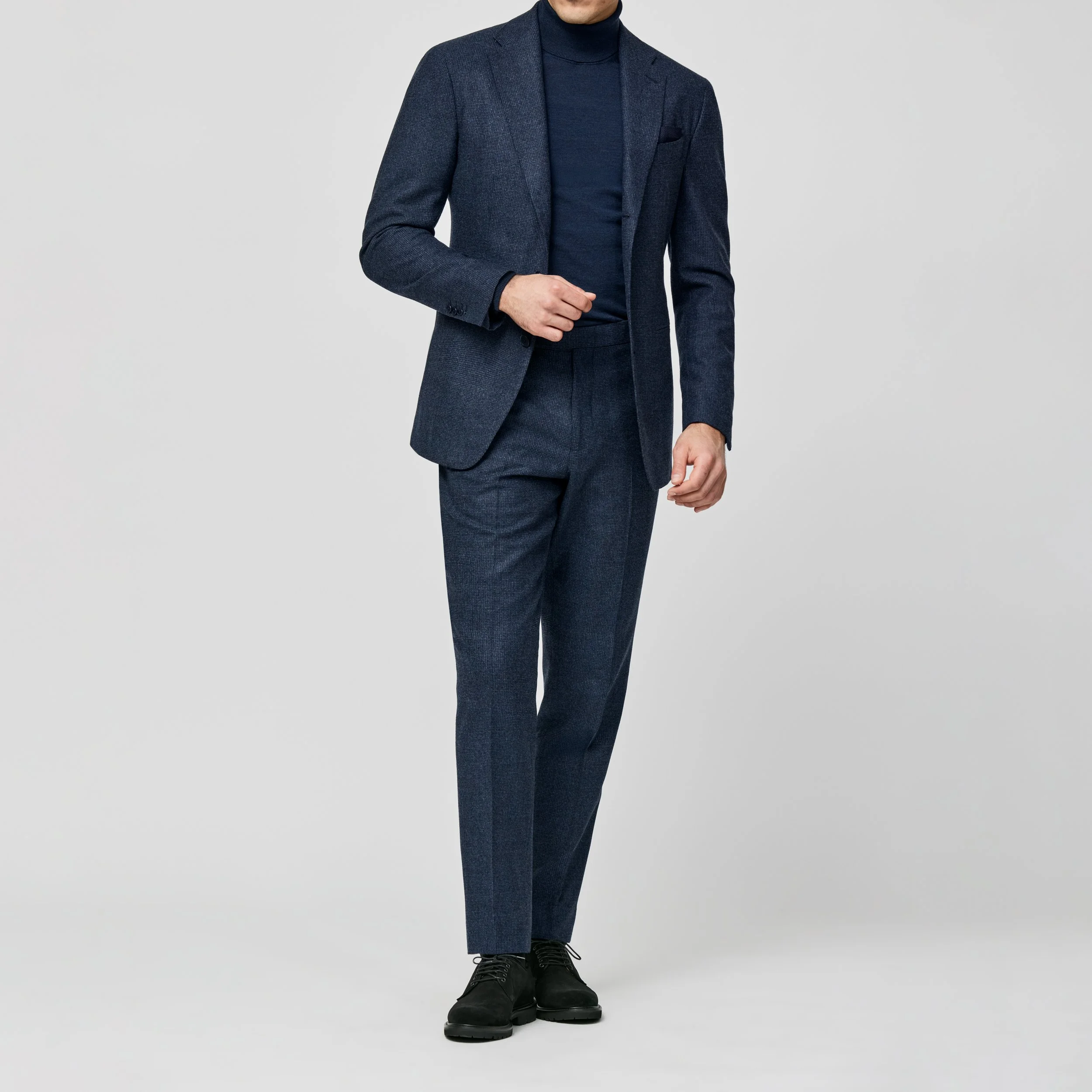 6050 Suit - Midnight-Stone Blue Stretch Wool Micro-Houndstooth