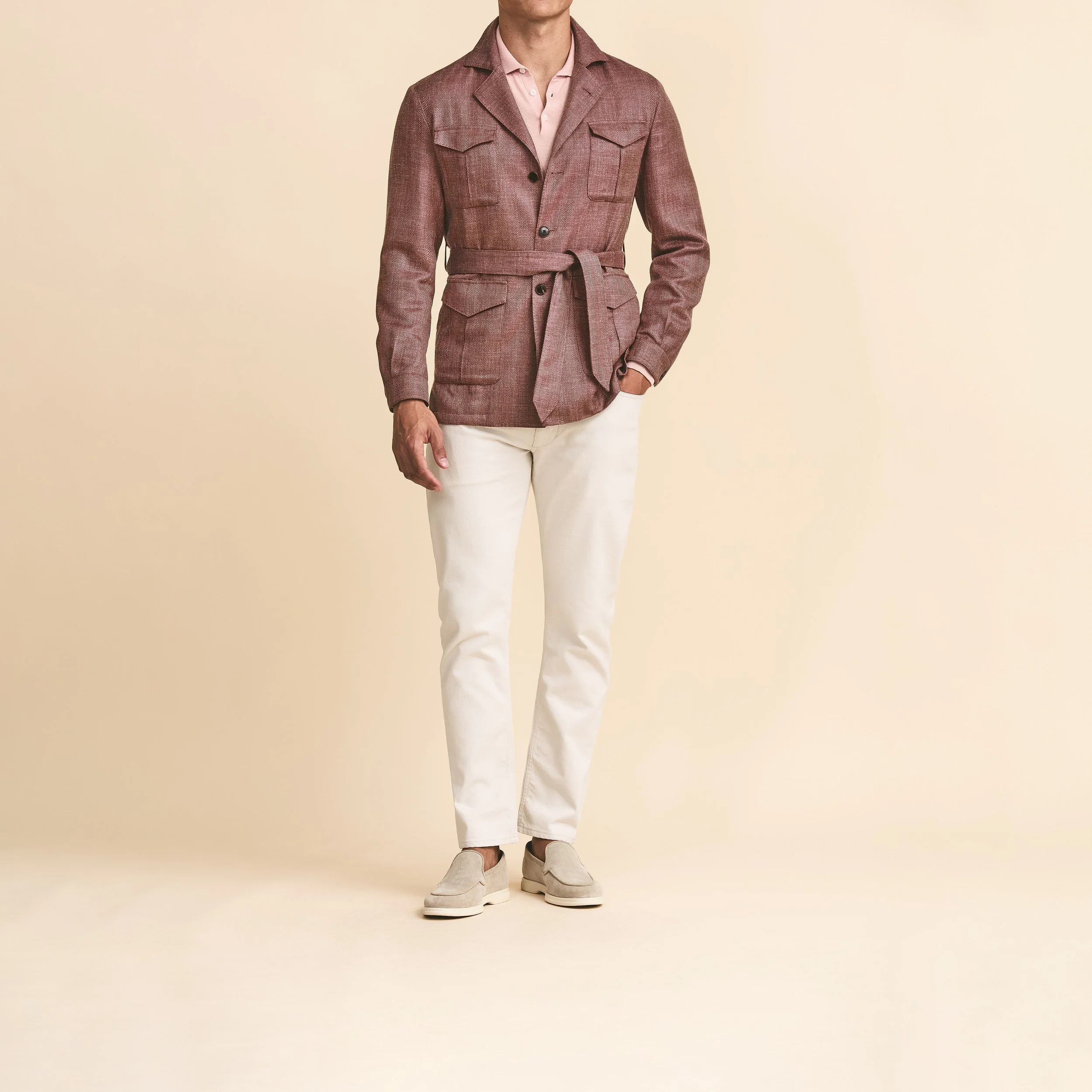 9114 Sport Coat - Plum Wool-Silk-Linen Herringbone