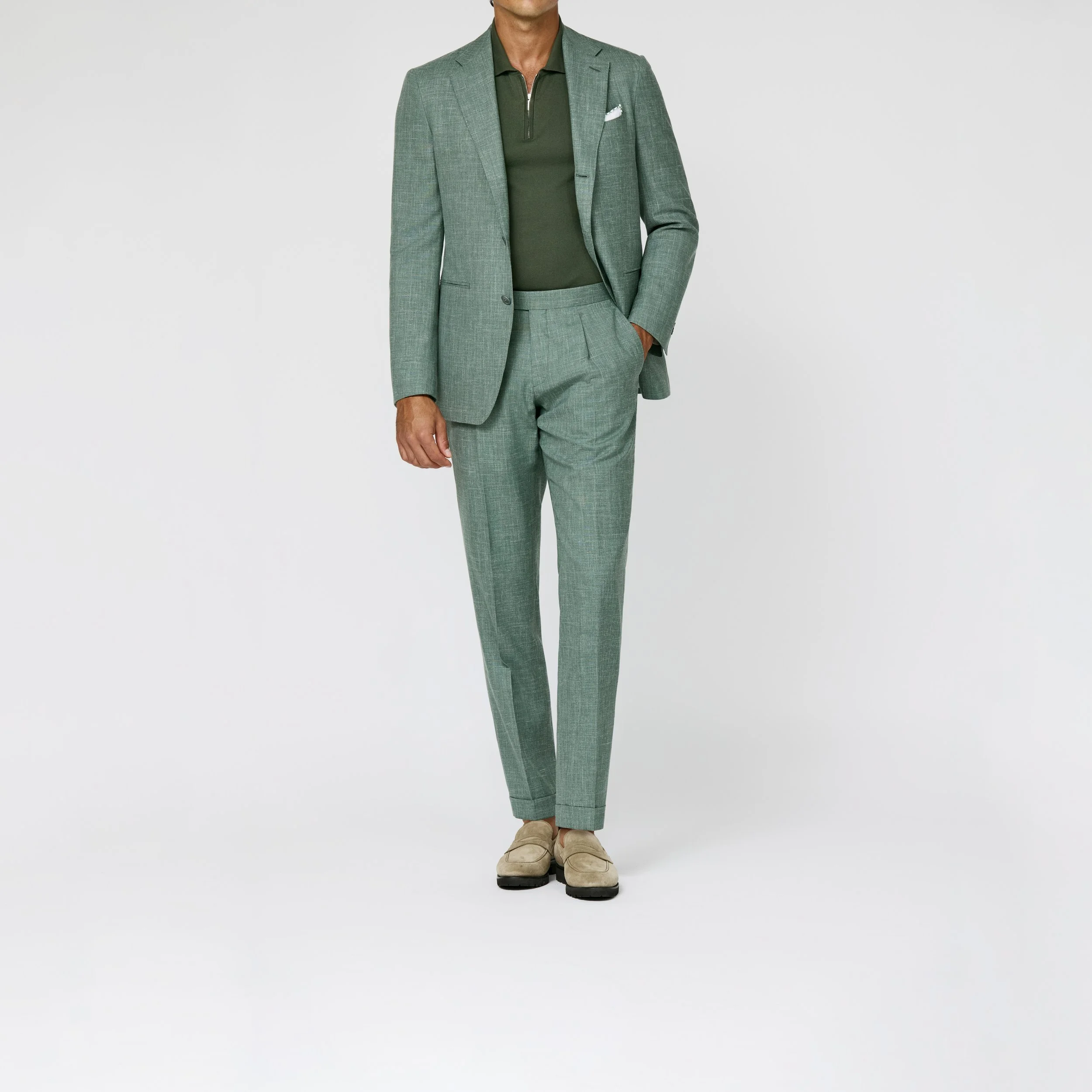 6080 Suit - (LP - SU) d.sage wool-silk-linen tropical