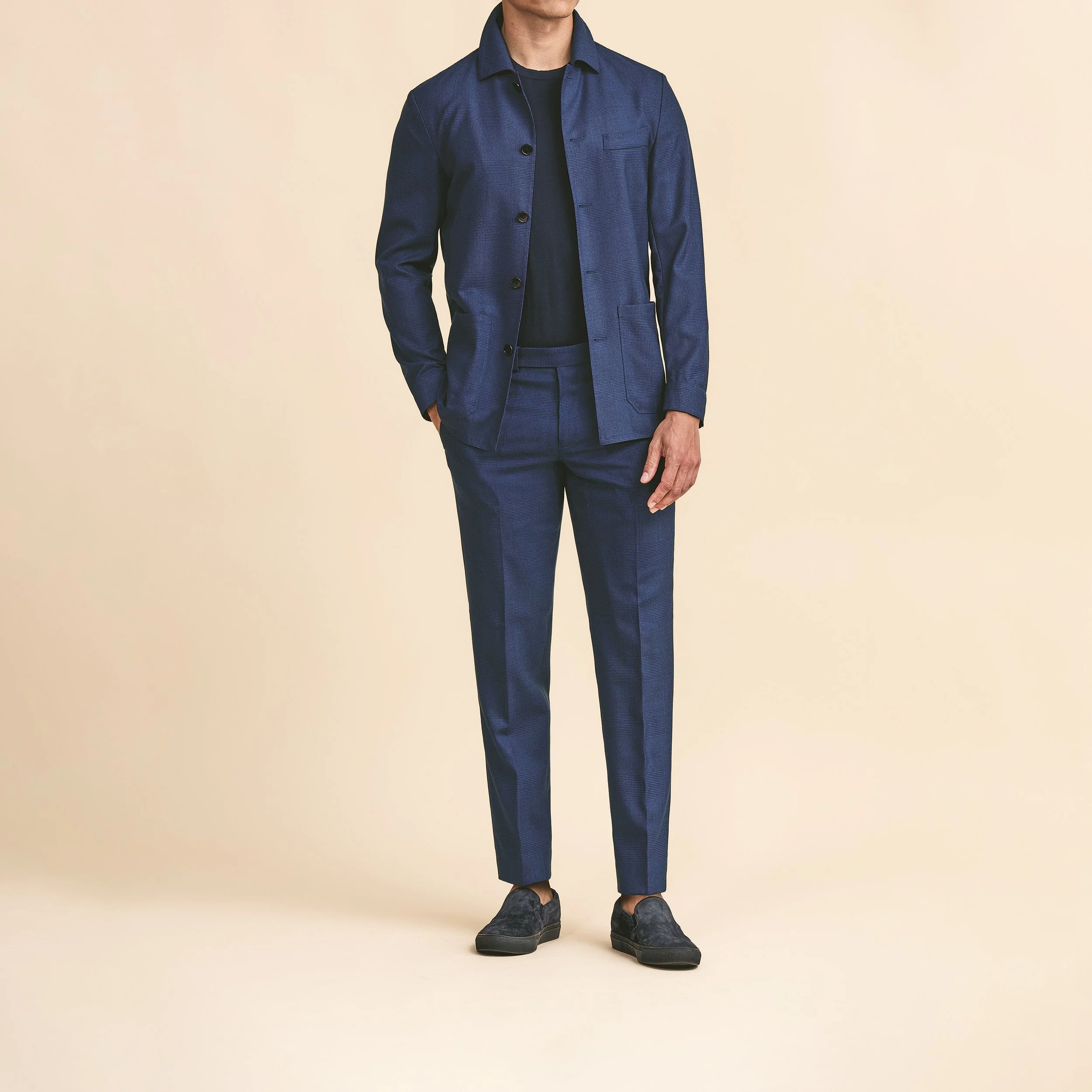 6005 Suit - Navy Wool w/ Blue Glencheck
