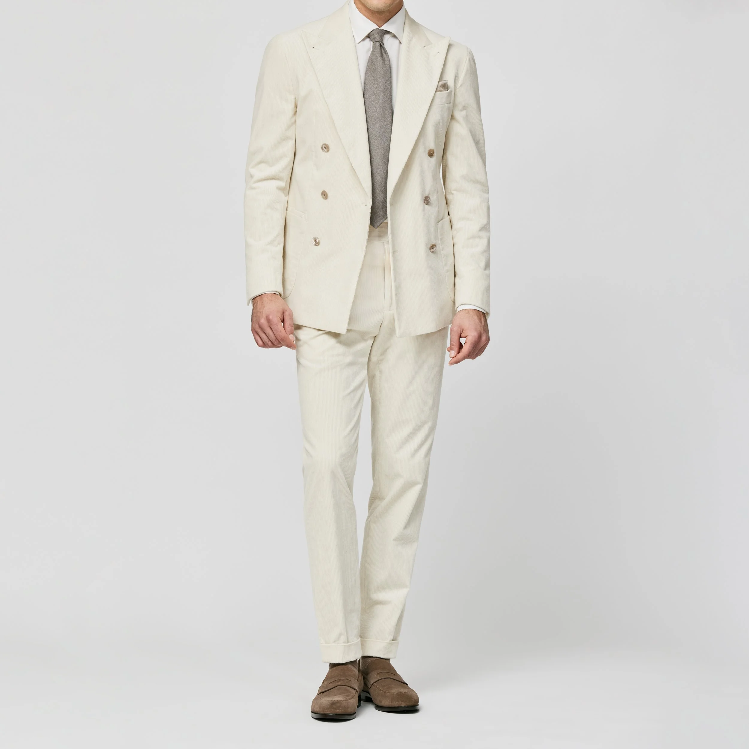 6012 Suit - Off-White Stretch Cotton Corduroy