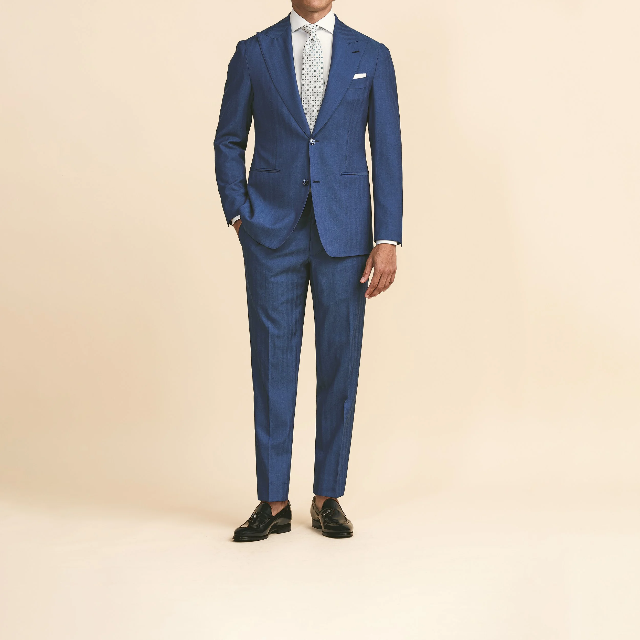 6000 Suit - Blue S130 Wool Solaro Herringbone