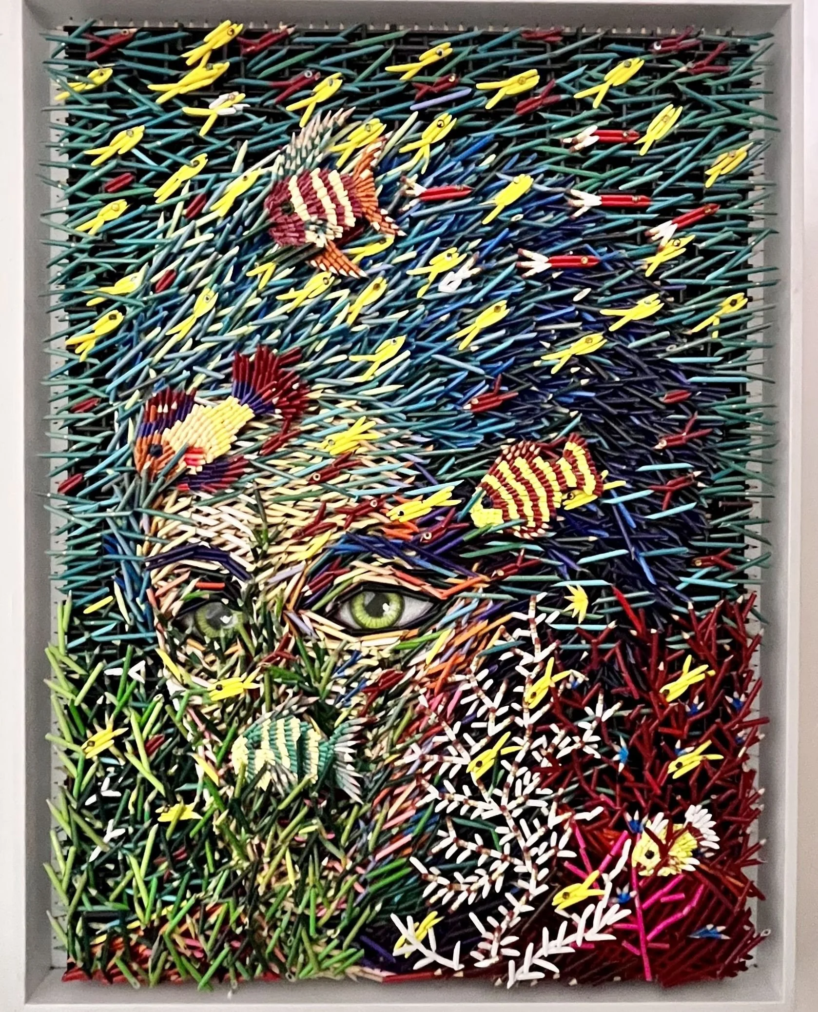 This colored pencil collage by @federicouribeart is on view as part of the Henning J. Claassen Art Collection in L&uuml;neburg, Germany @kunstsammlung.hjc ⁠🐠⁠
⁠
Portrait of the Sea, 2016-2023, Colored Pencil Collage, 51 1/2h x 38w inches⁠
⁠
Link in 