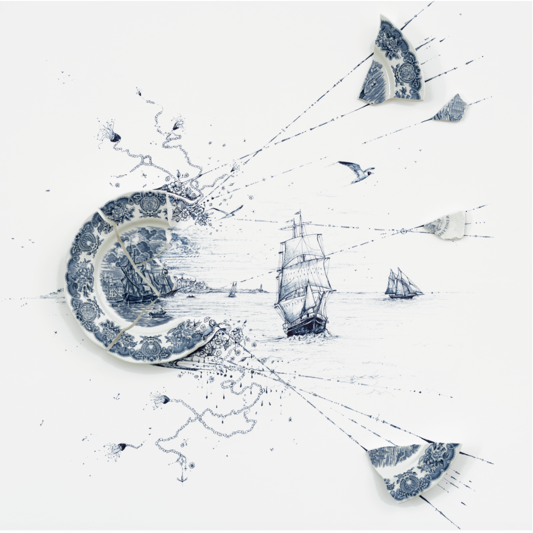 Sailing Ships with Wanderer and Gulls