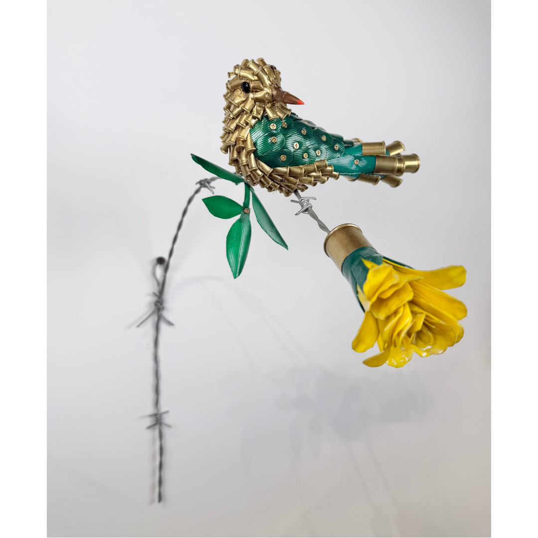 Federico Uribe, Green Bird on Yellow Flower, 2026.png