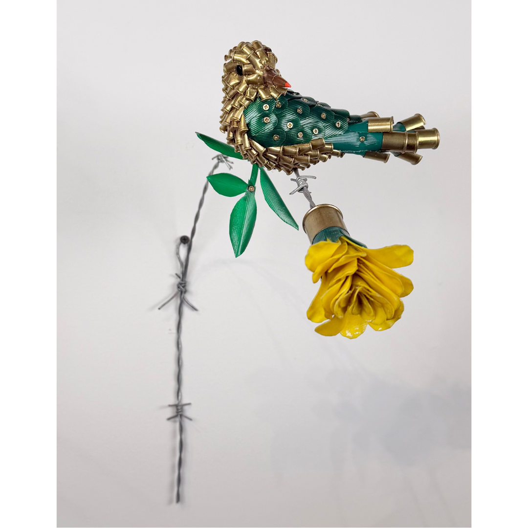 Federico Uribe, Green Bird on Yellow Flower, 2026_2.png