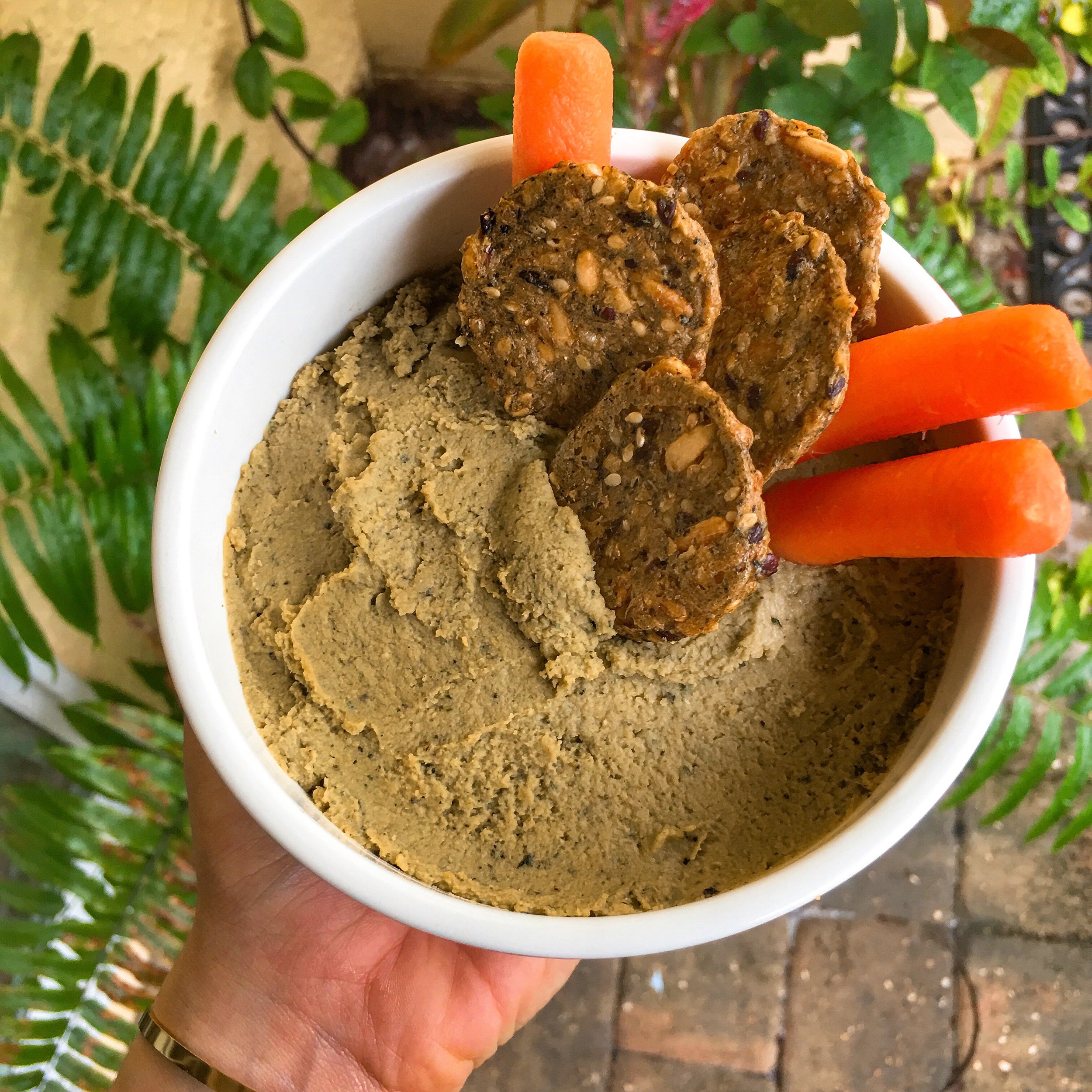 zesty rustic basil hummus