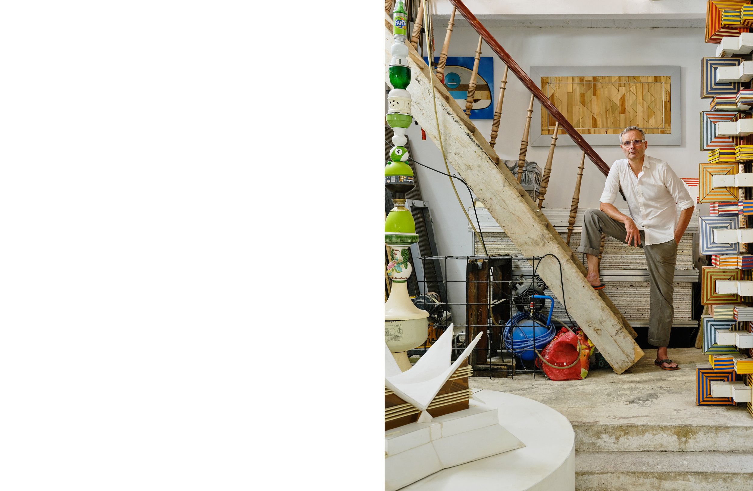 Portrait photography of artist Karsten Konrad in his studio in Berlin by Christoph Musiol