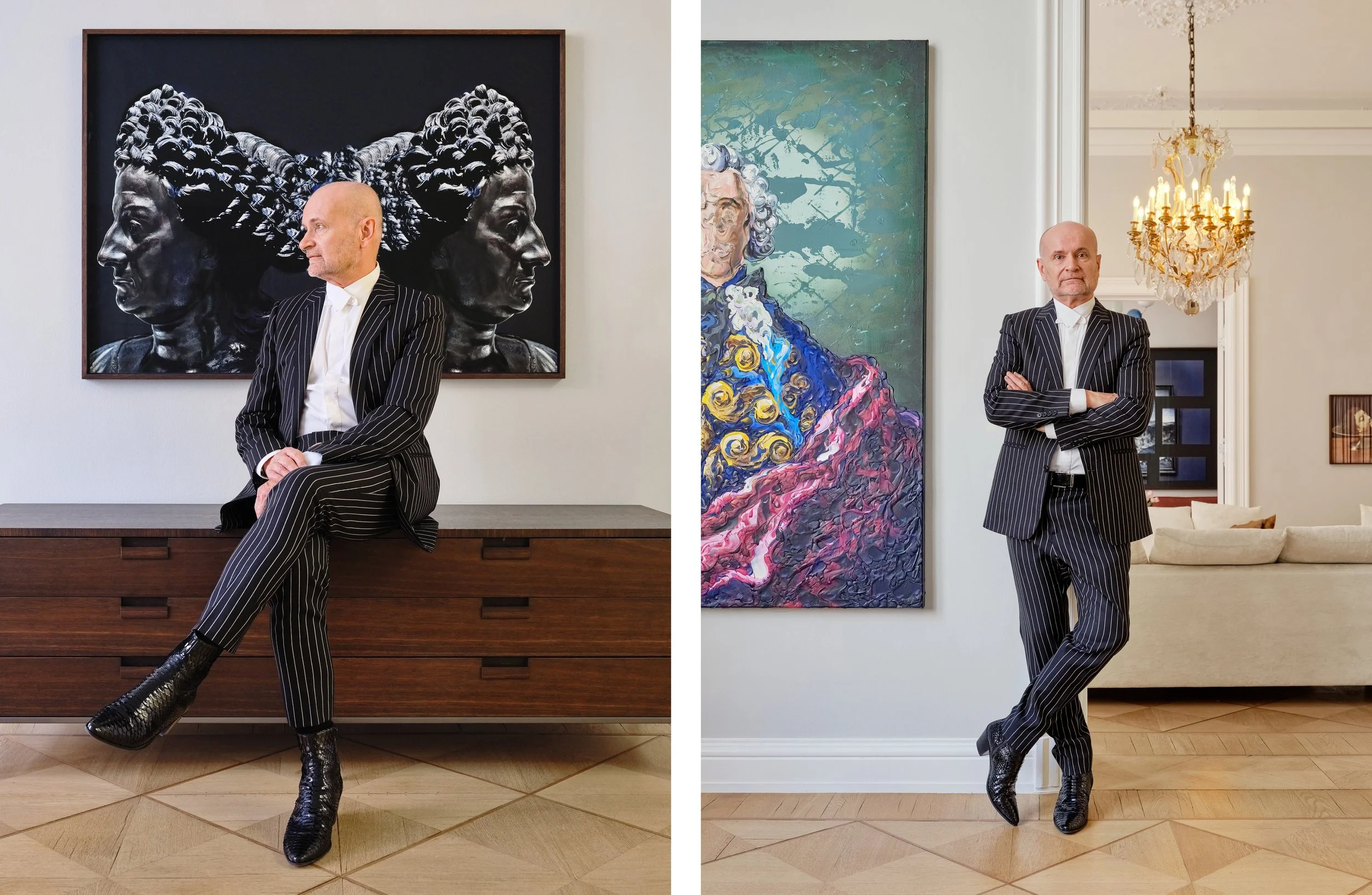 Portrait photography of art collector Timo Miettinen in his apartment in Berlin by Christoph Musiol