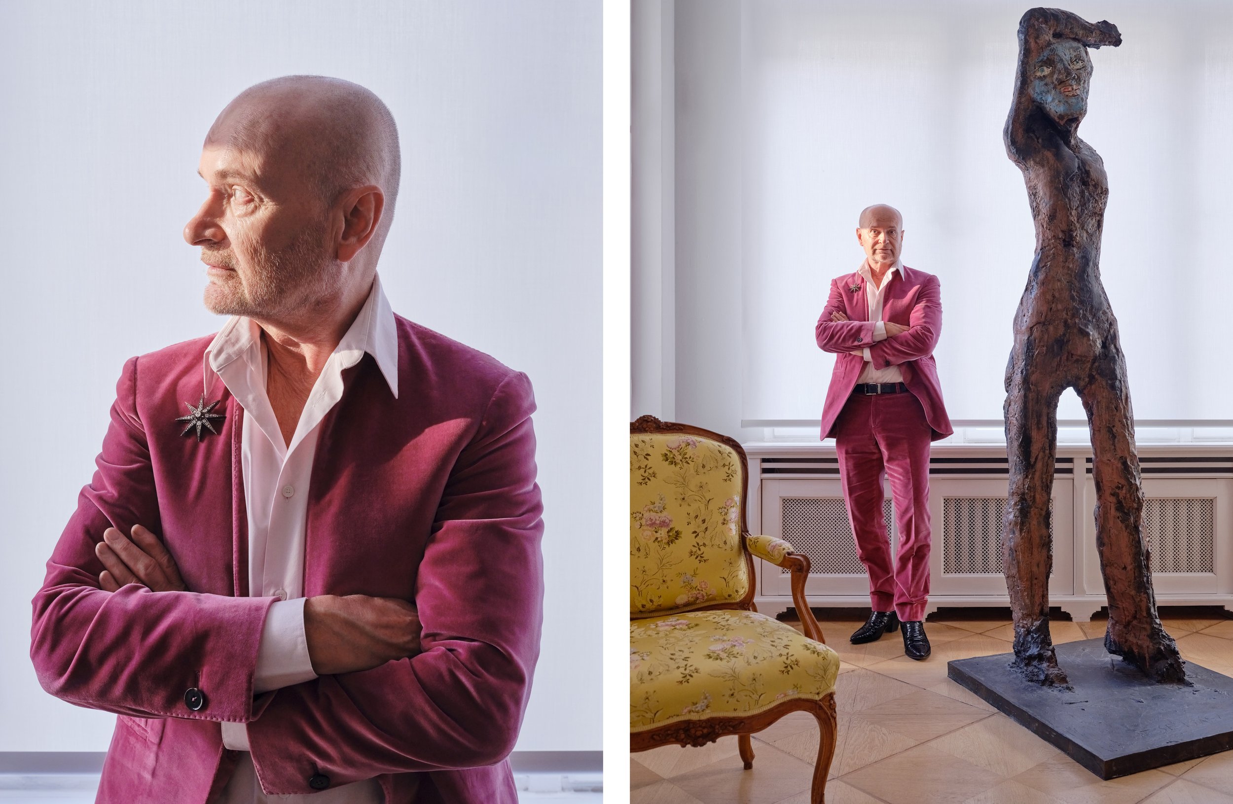 Portrait photography of art collector Timo Miettinen in his apartment in Berlin by Christoph Musiol