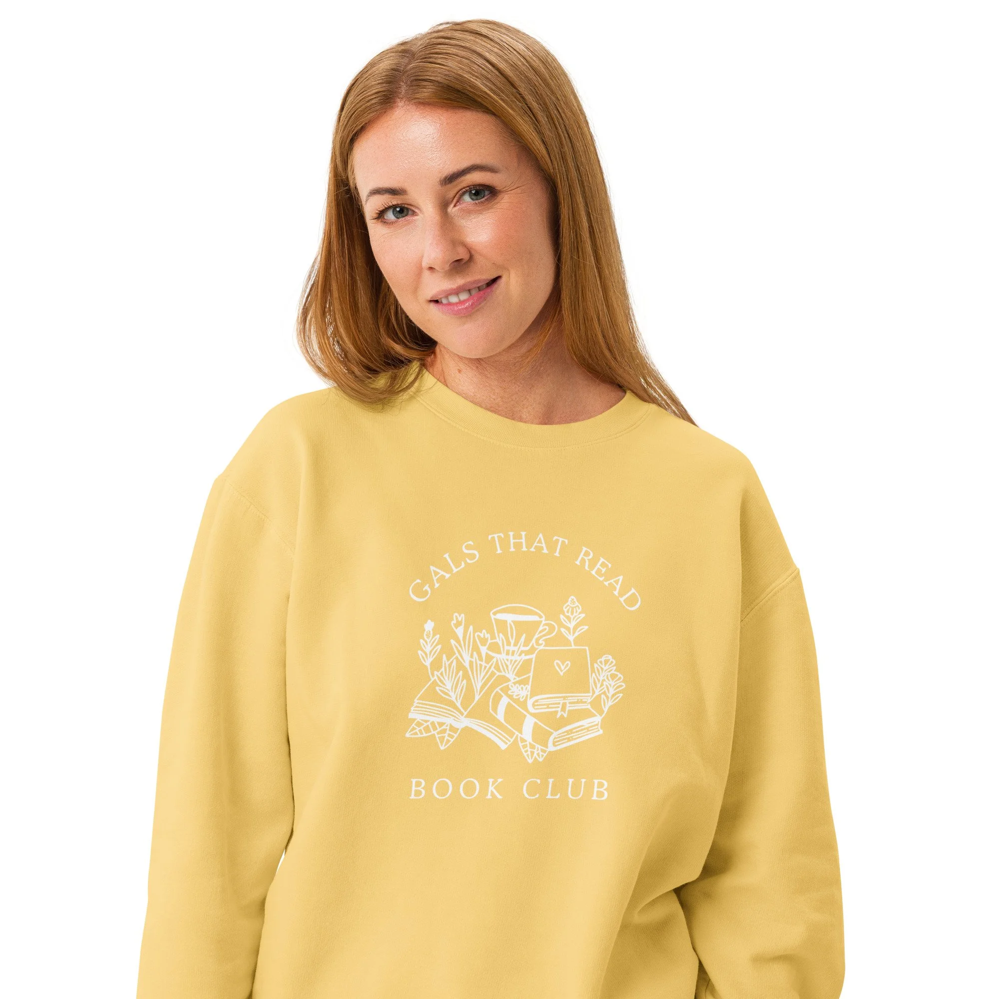 Gals That Read Butter Yellow Crewneck Sweatshirt | Garment-Dyed Book Club Sweatshirt