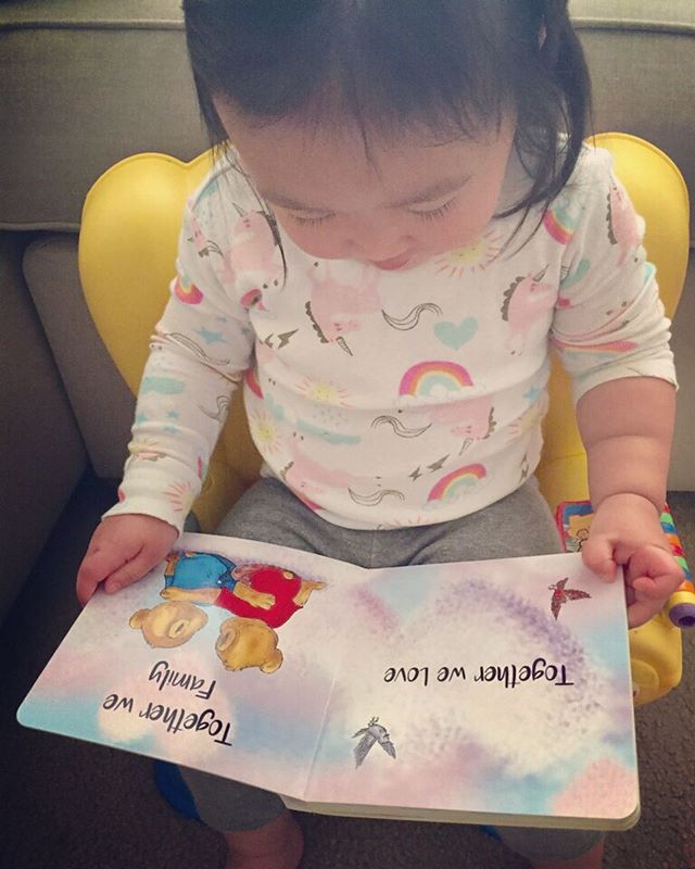 Our sweet little friend reading her copy of Together Bears. #togetherbearsbook #childrensbooks