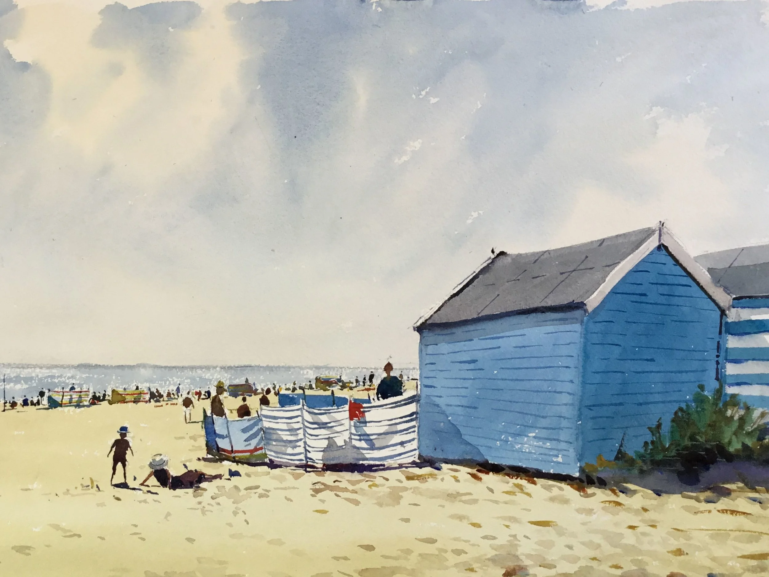 Andrew Pitt Beach huts and summer beach scene.jpg