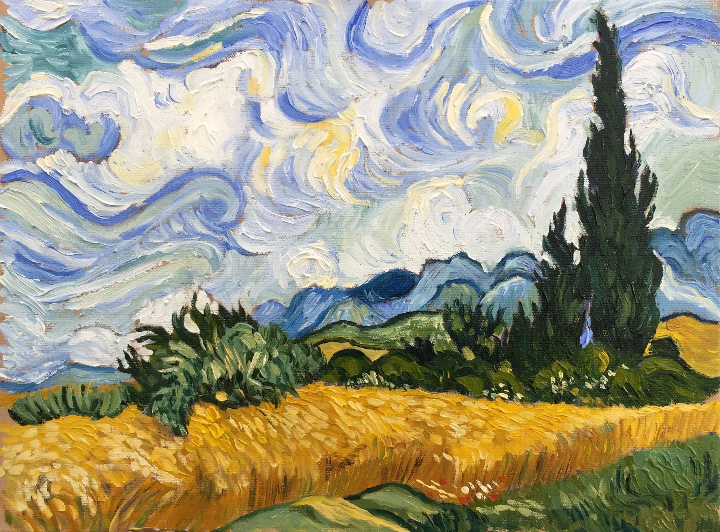 wheat fiels with cypresses after vincent (003).jpg