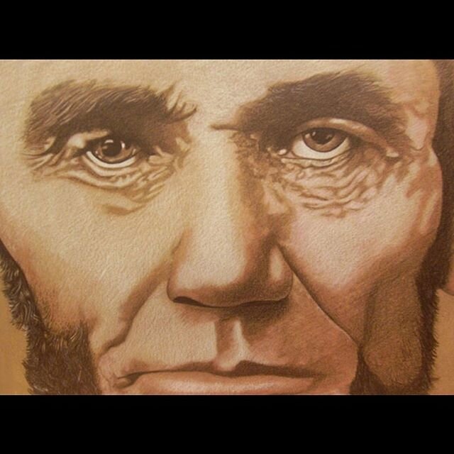 Most folks are as happy as they make up their minds to be. #abelincoln #honestabe #civilwar #presidential #fanart #portrait #lincoln #gettysburg #gettysburgbattlefield #fordstheatre #whodoyoucollect #springfield #history #artistsoninstagram @naughton