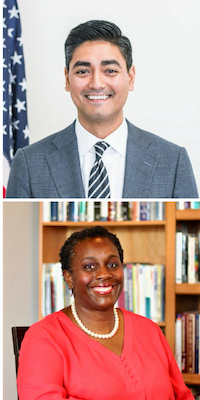 Top: Aftab Pureval. Bottom: Dr. Vanessa Enoch. mages provided by the campaigns.