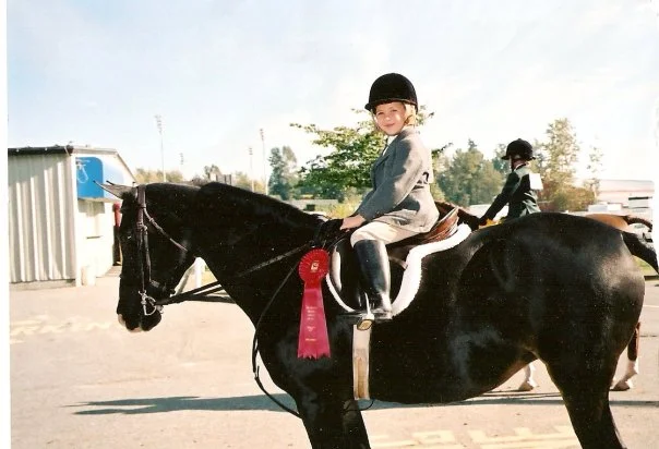 5y/o me at one of my first shows on an Arabian mare named Sam.