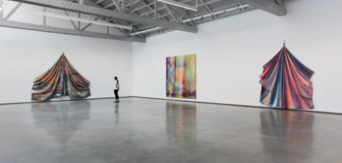 Sam Gilliam, Green April (2016). Installation view at David Kordansky Gallery, Los Angeles. Photo Brian Forrest. Courtesy of David Kordansky Gallery, Los Angeles, CA