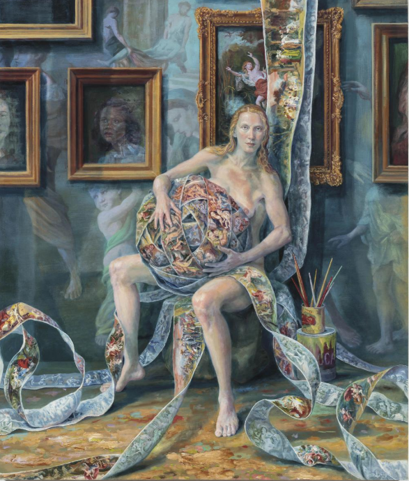 Julie Heffernan, Self-Portrait with Lock , 2018 © Courtesy the artist and P·P·O·W , New York.