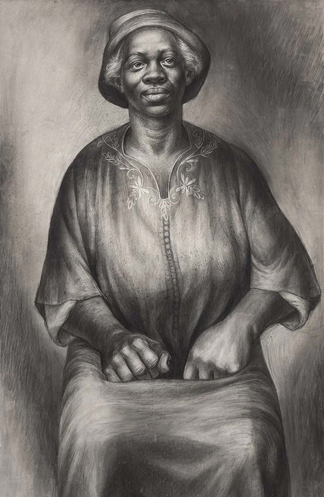 Charles White (1918-1979), I Been Rebuked & I Been Scorned, 1954, charcoal and Wolff crayon on paper, 43 1/2 x 27 1/4 / 110.5 x 69.2 cm, signed. Copyright The Charles White Archives.