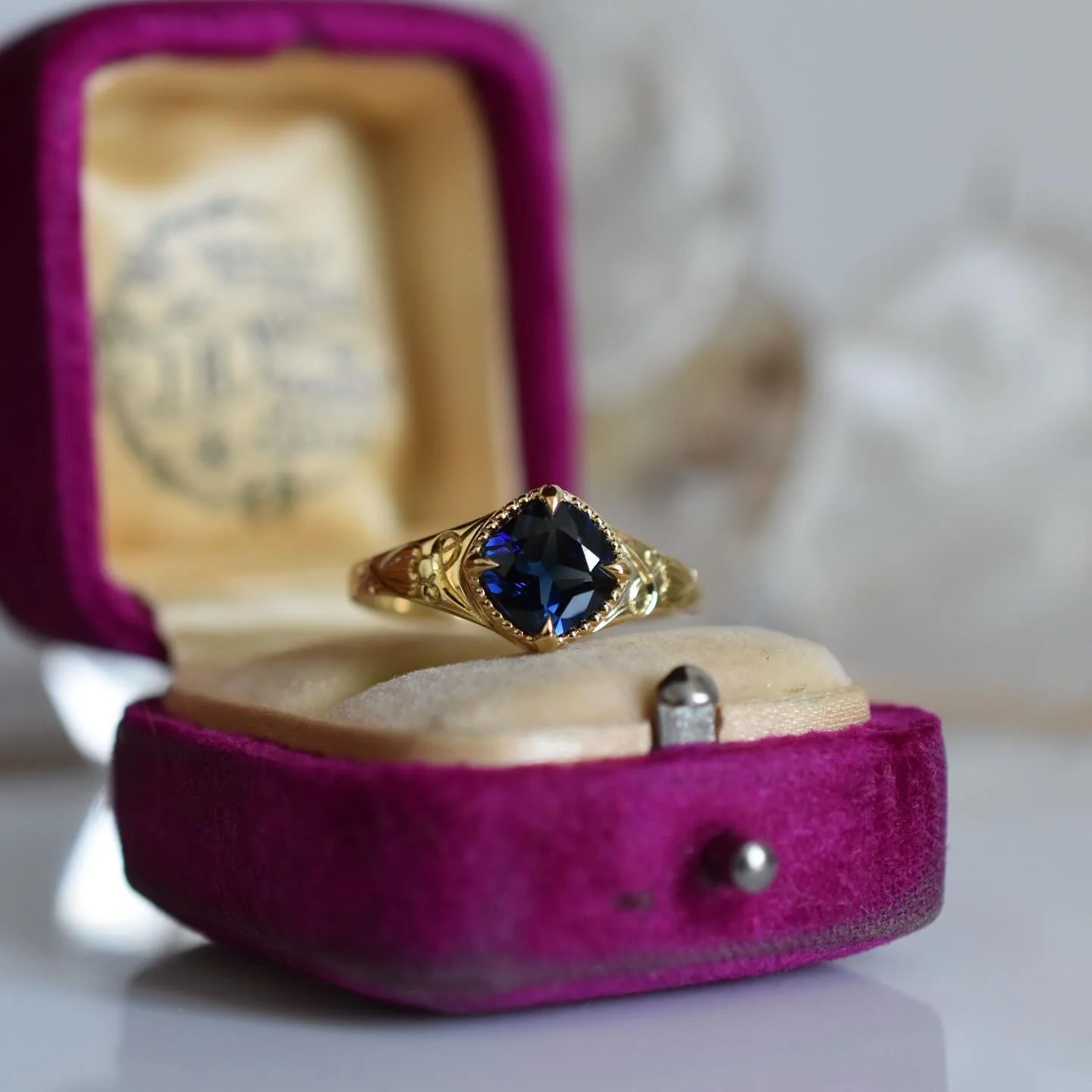 Working on getting these engraved sapphire rings online today. So excited for them!  Until they&rsquo;re up, please let me know if you are interested and I&rsquo;ll send you details 💛 
.
.
.
#sapphirerings #handengraved #bridal #vancouvercustomjewel