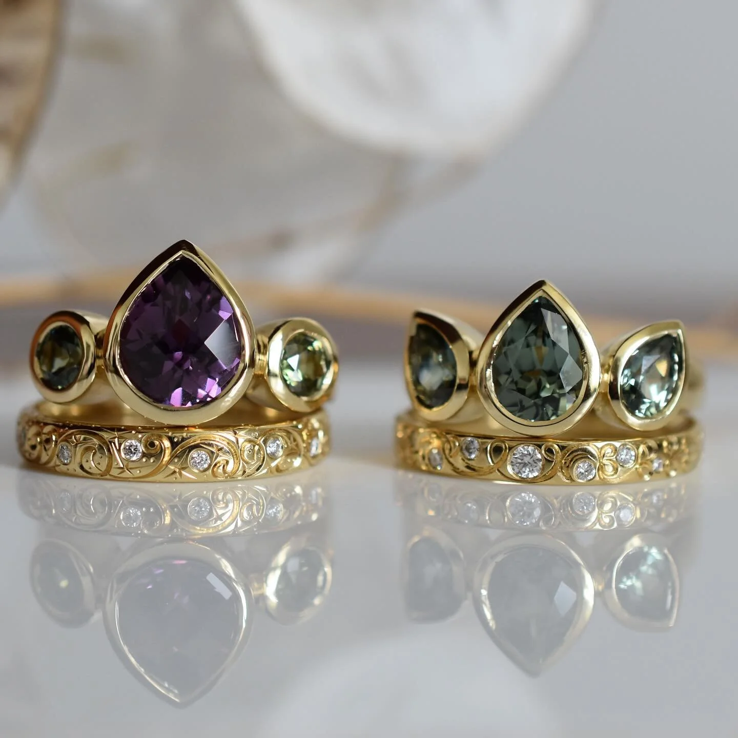 Just a little reminder that I LOVE pears and probably make too many rings with pear shape stones&hellip;.but what can I say&hellip;they speak to me ( oh and stack so nicely) 
These pear rings are all currently part of the line up of rings that will b