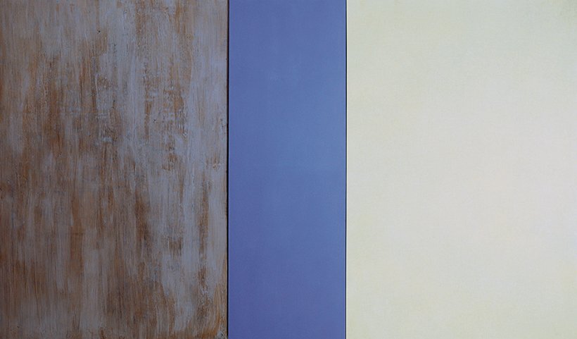  Sky or I  natural dye, wax, gouache on wood and canvas  330 cm x 183 cm 