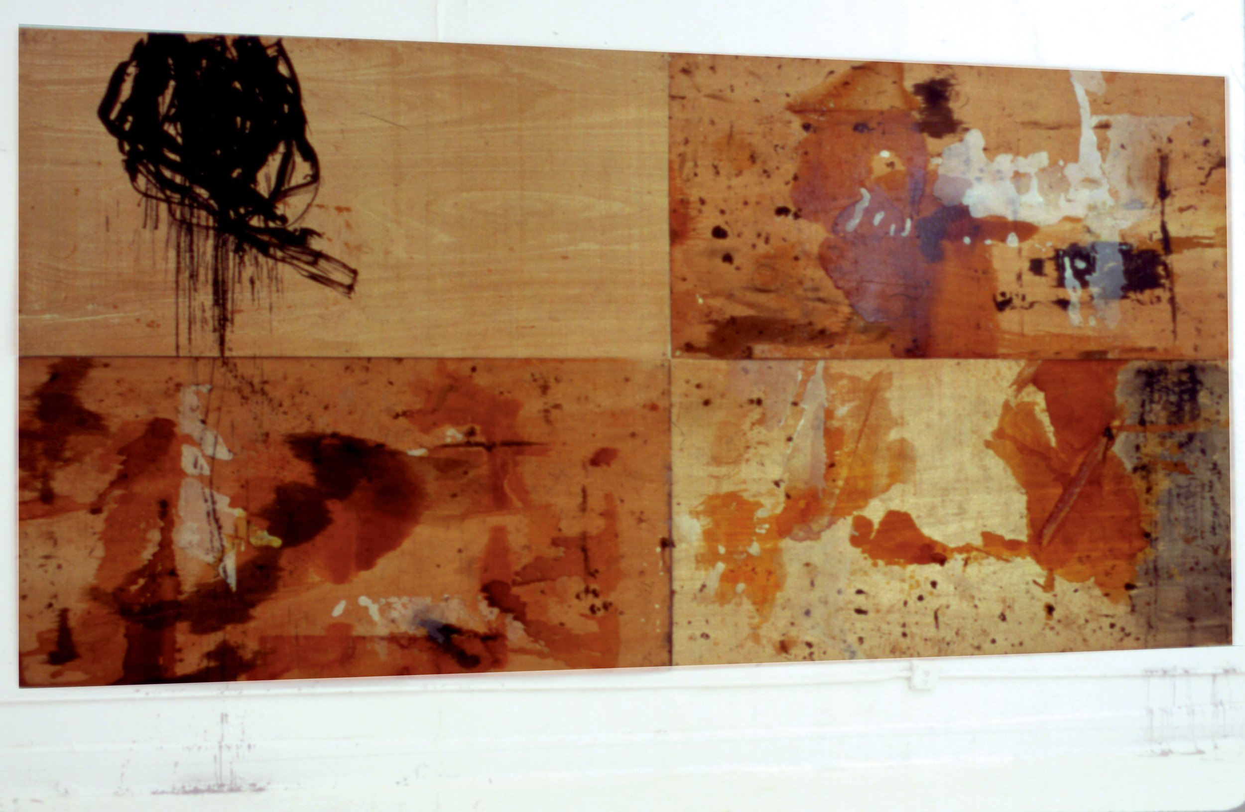  Heart Open Door  ink, wax, shellac  on wood panel  244 cm x 488 cm 